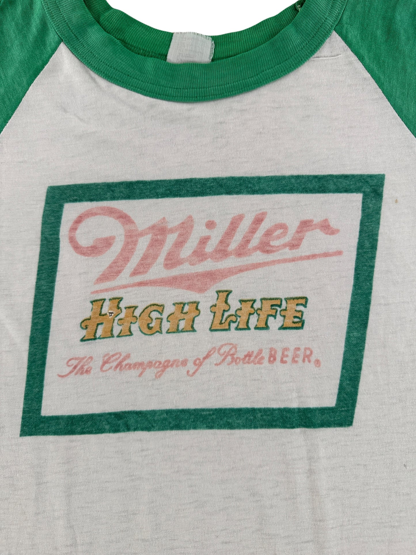 Graphic of Vintage Miller High Life Raglan Tee SZ L