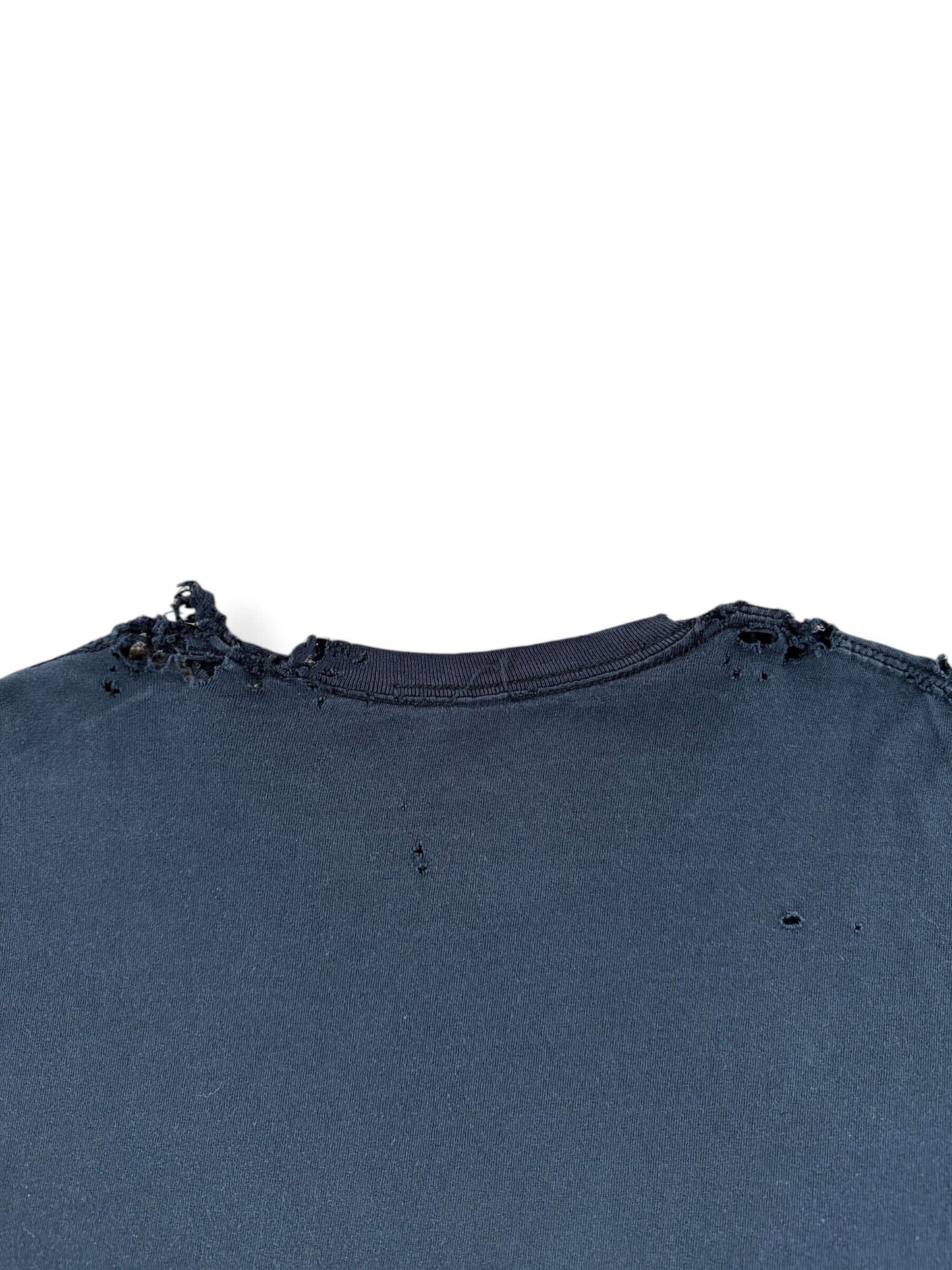 Back Wear on Vintage Black Longsleeve Thrashed Blank Tee SZ L