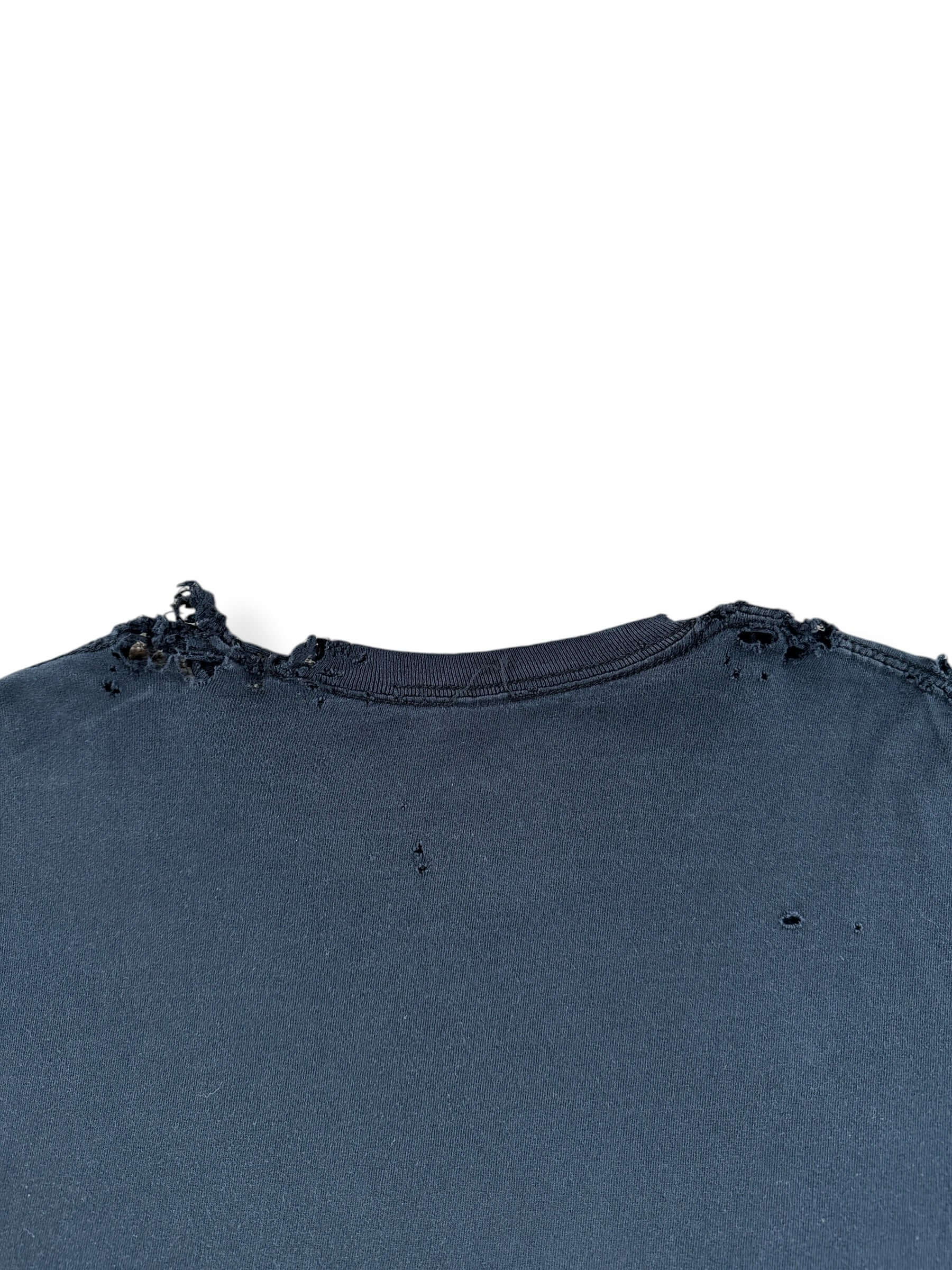 Back Wear on Vintage Black Longsleeve Thrashed Blank Tee SZ L