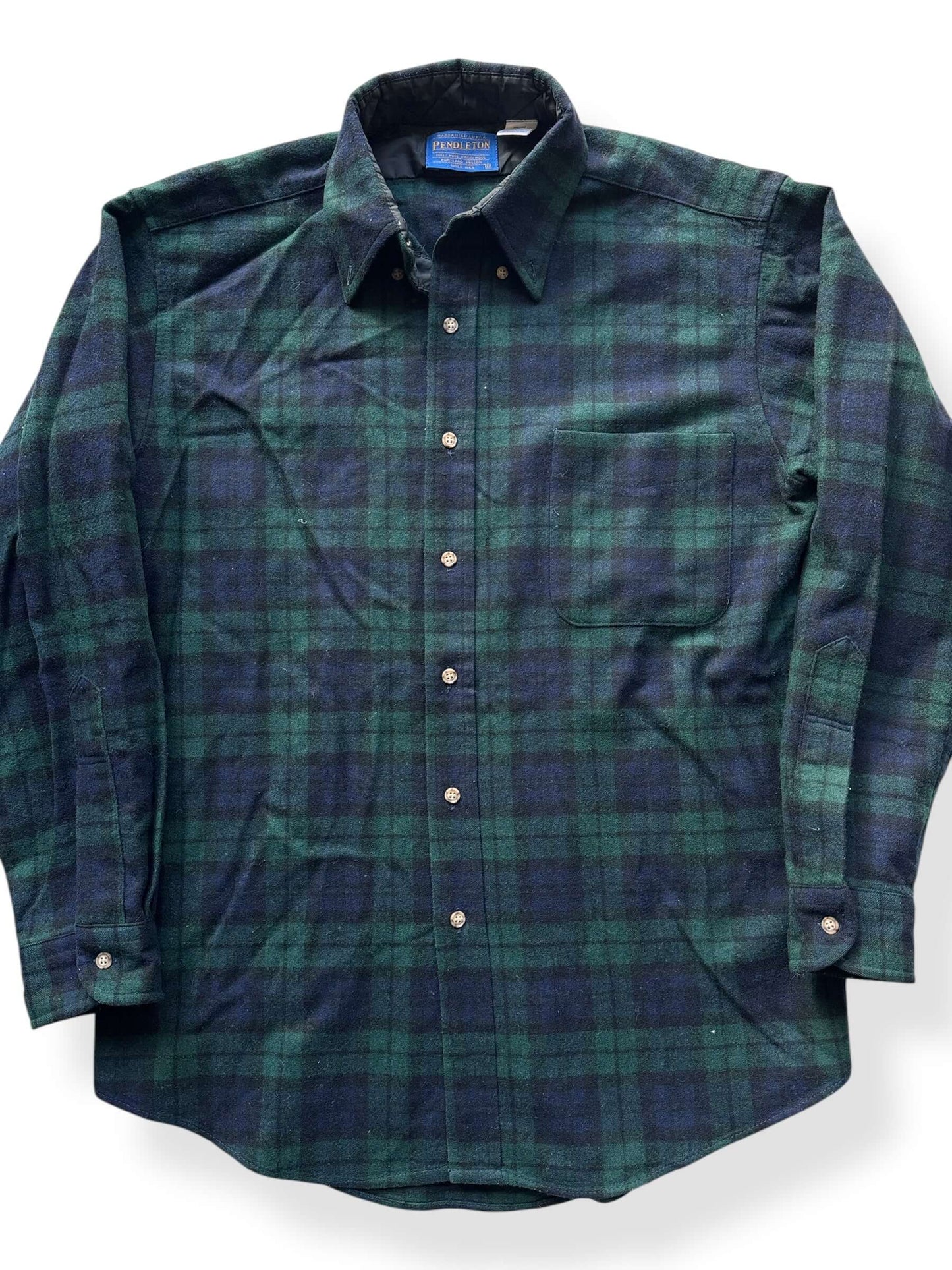 Front Close Up of Pendleton Black Watch Tartan Flannel SZ M