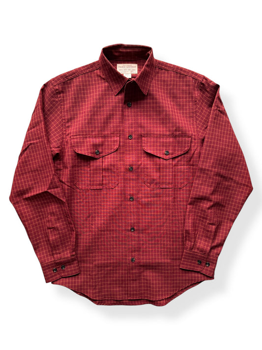 Front of Filson Merino Wool Red Gold Plaid Guide Shirt SZ S