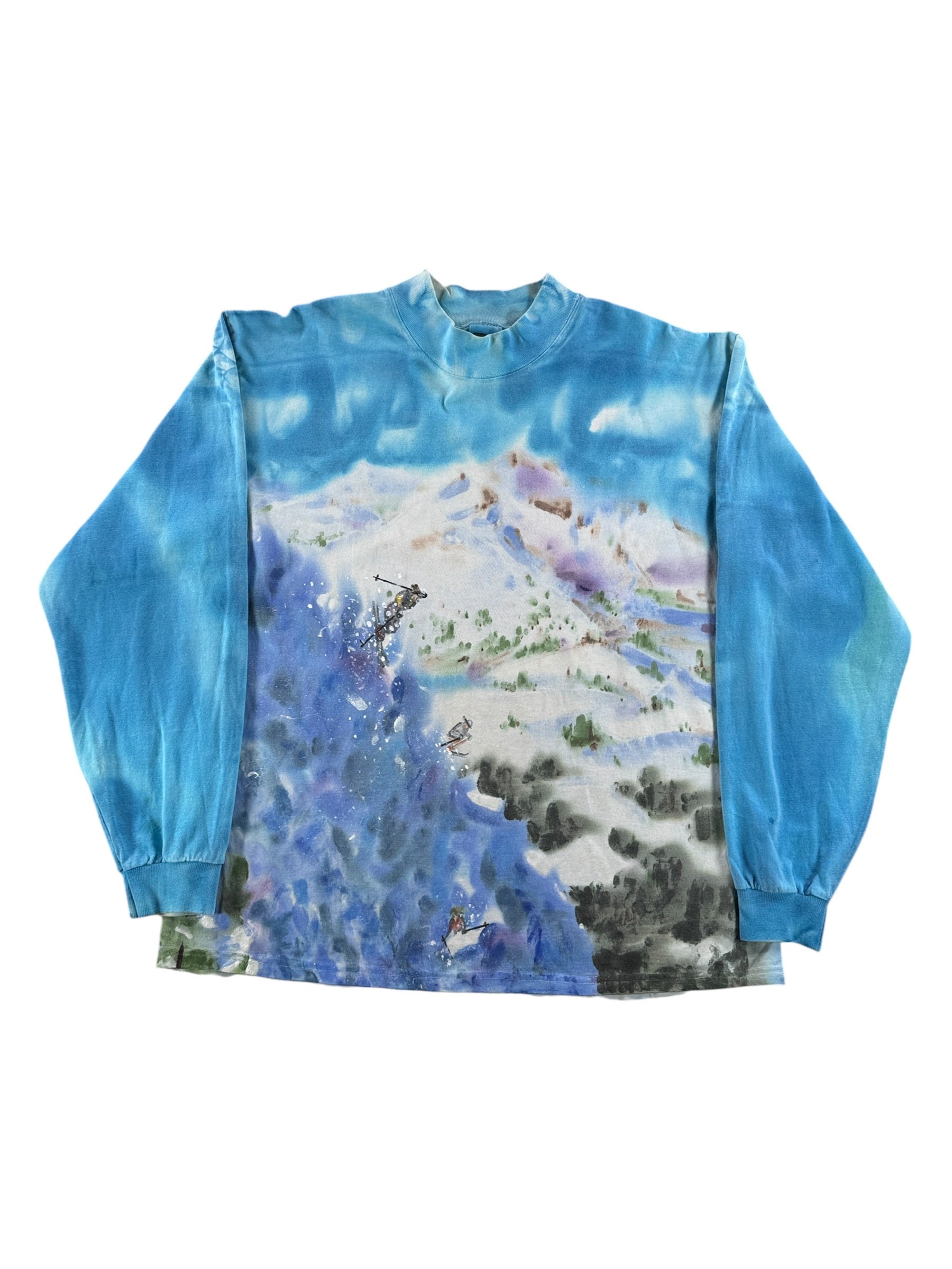 Front of Vintage Hand Painted Art Skier Tee SZ L