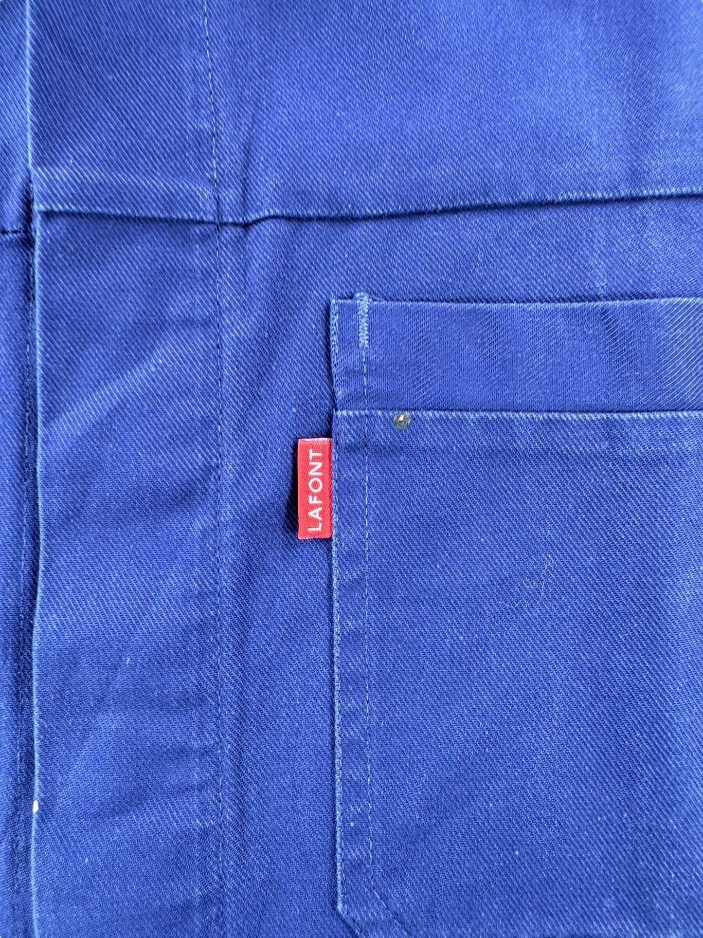 Pocket Label on Vintage Adolphe Lafont French Chore Coat SZ XL