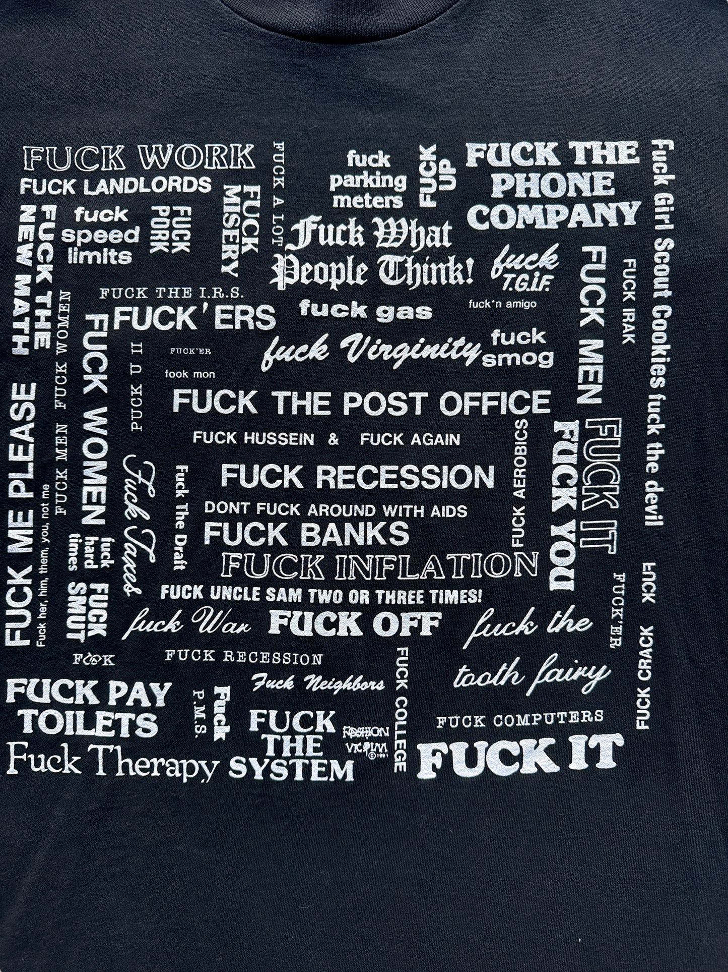 Front Graphic of Vintage Fashion Victim Sturgis F*ck Everything Tee SZ M