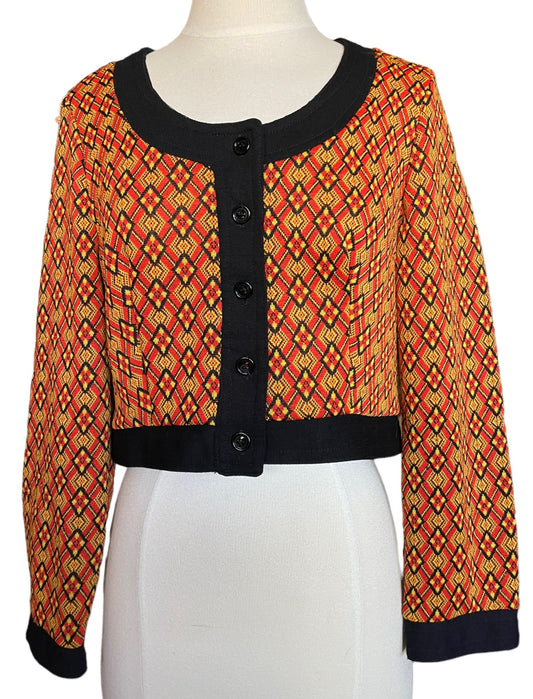 Front view of Vintage 1960s Argyle Cropped Cardigan | Seattle Ladies Vintage | Barn Owl Sweaters