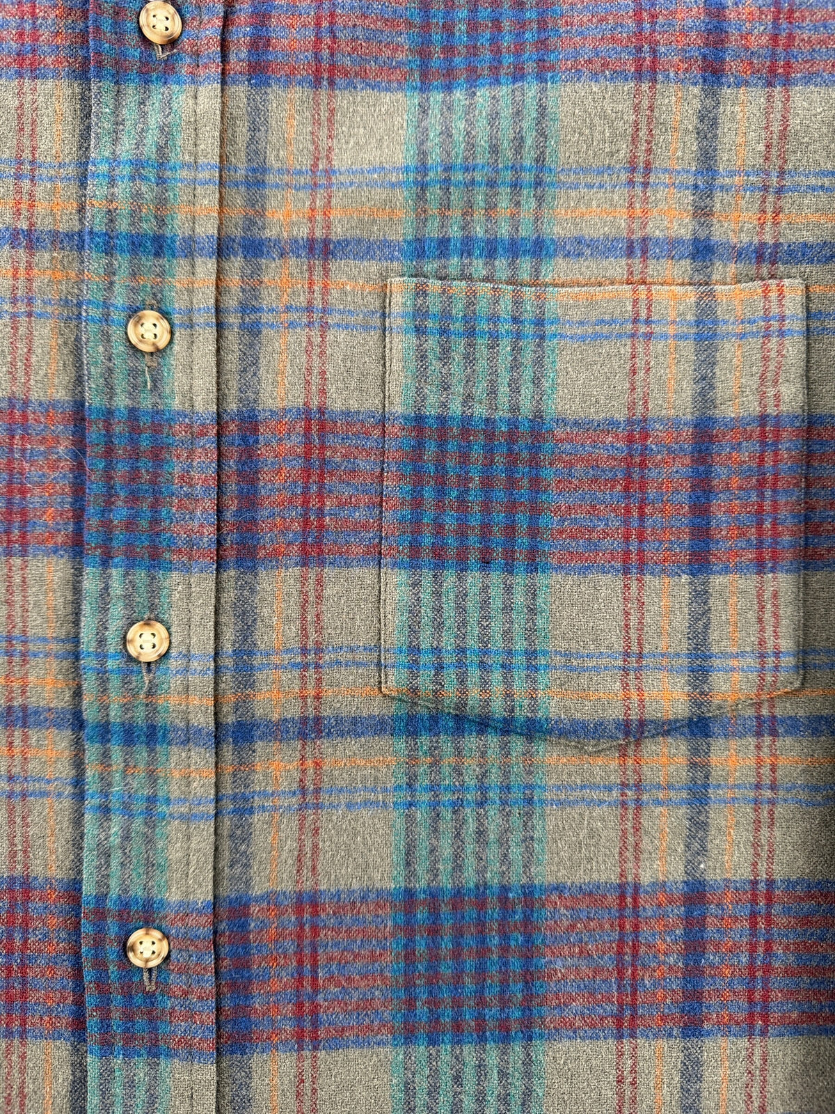 Pocket on Vintage Pendleton Blue Plaid Flannel SZ M