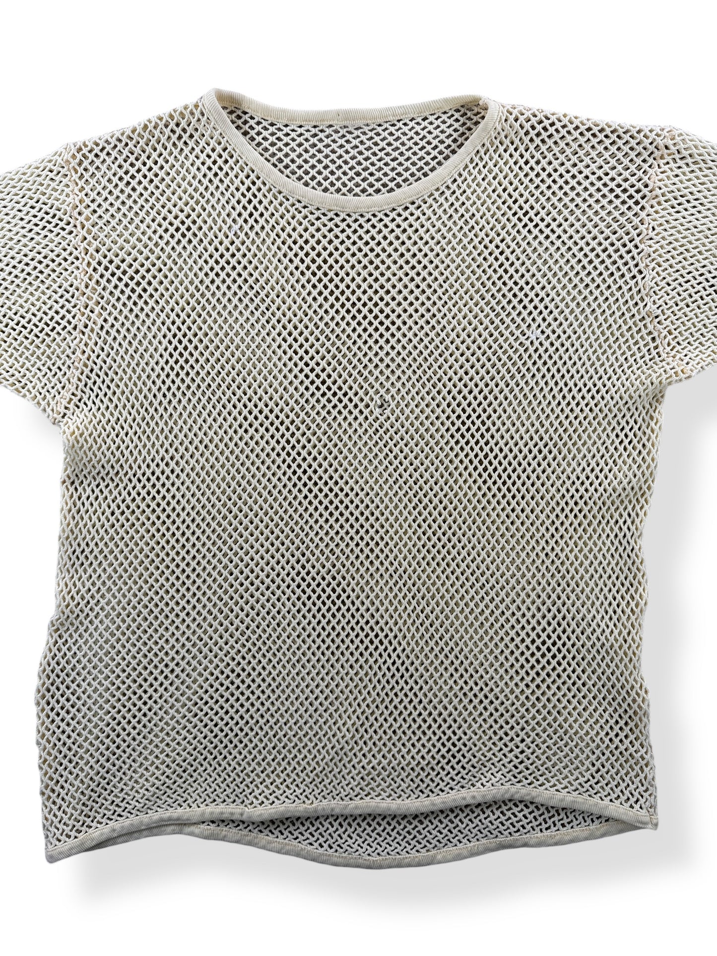 Front Close Up of Vintage Nordic Fishnet Thermal Top SZ S