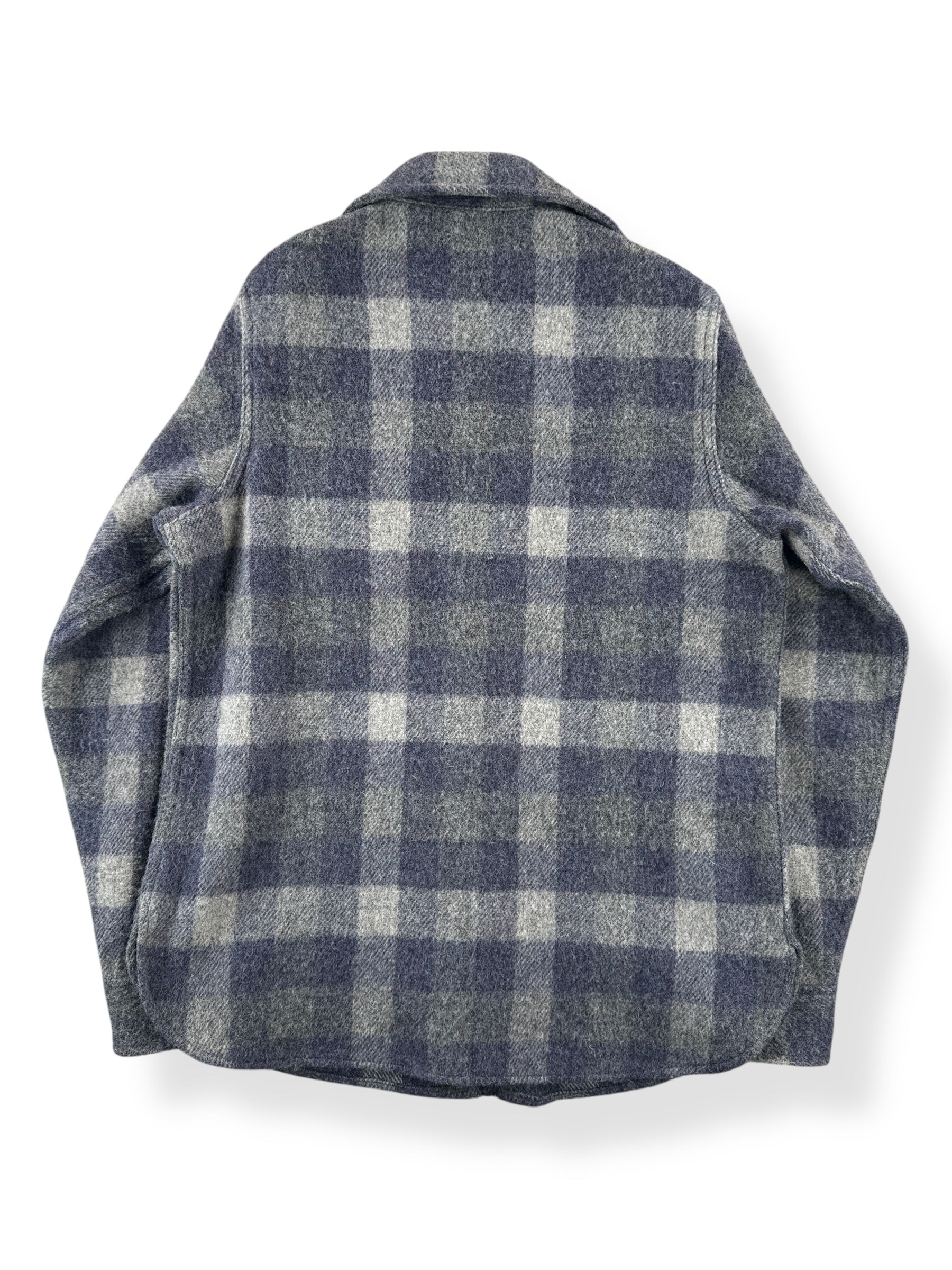 Back of Vintage Woolrich Woman Grey Plaid Shirt Jac SZ 12