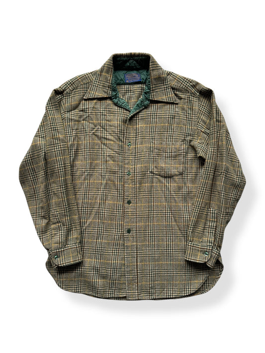 Front of Vintage Pendleton Green & Beige Flannel SZ L