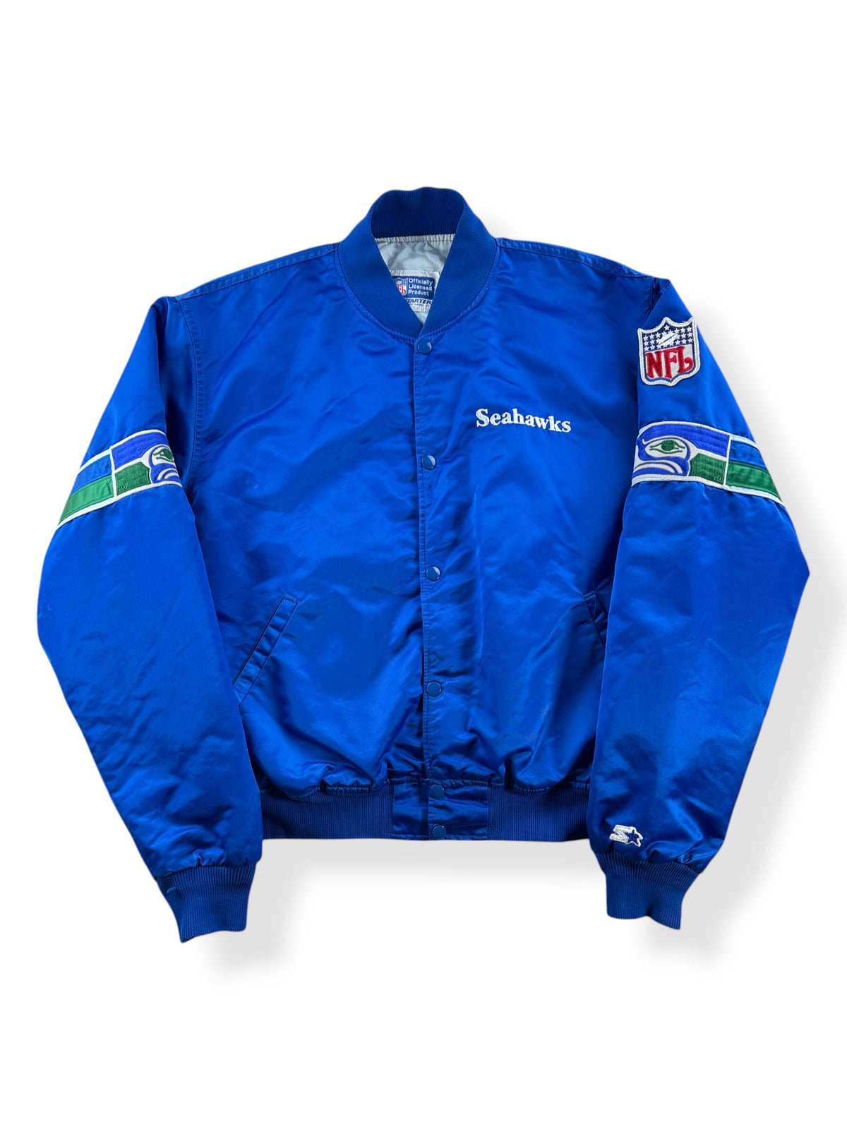 Front of Vintage Seattle Seahawks Starter Jacket SZ XL