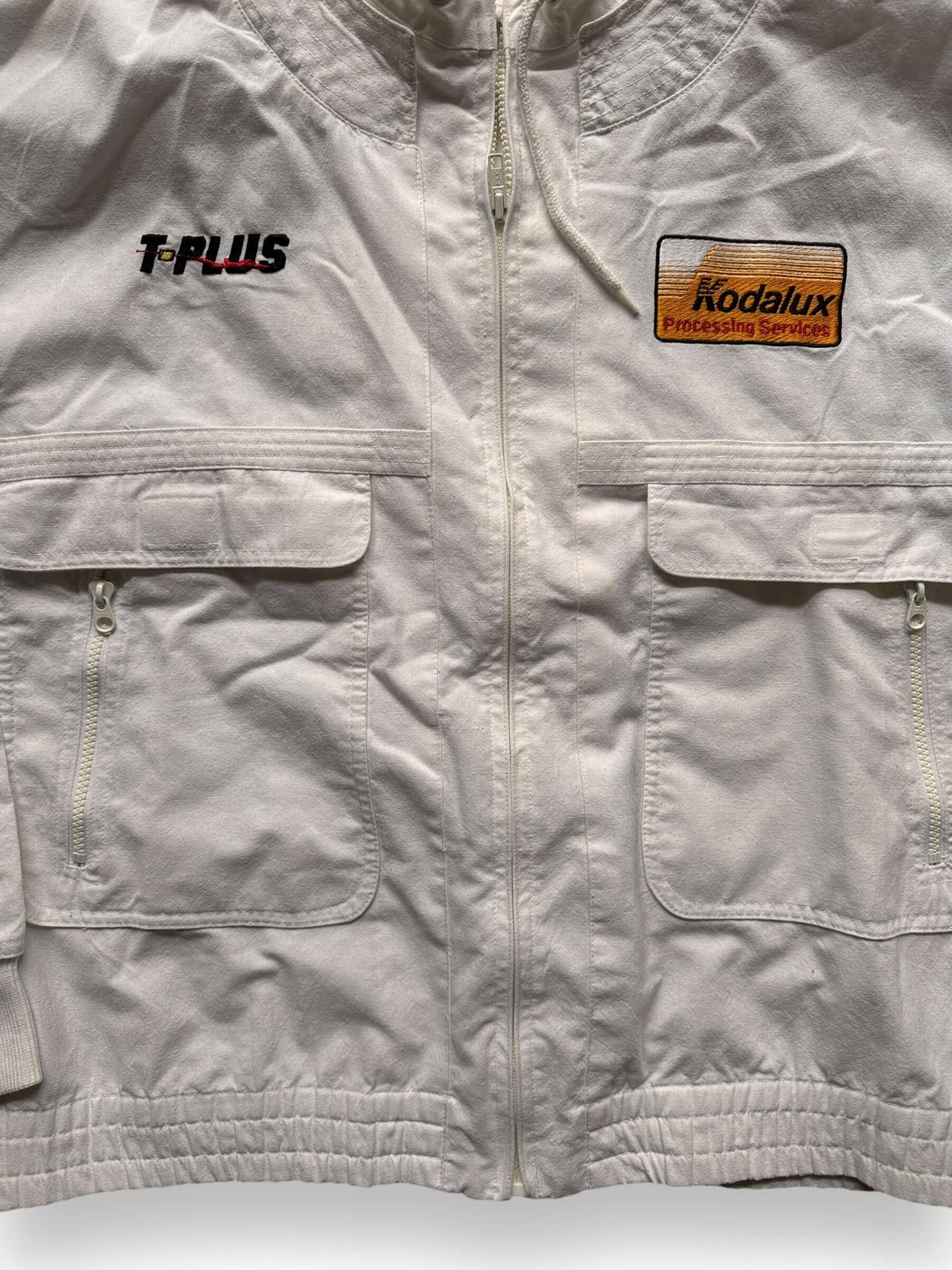 Close Up Detail on Vintage Kodalux White Jacket SZ L