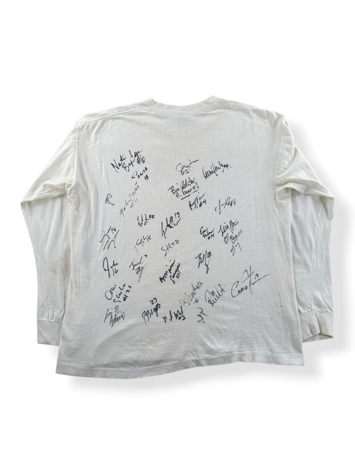 Back of Vintage 80s Sounders Signed LS Tee SZ L