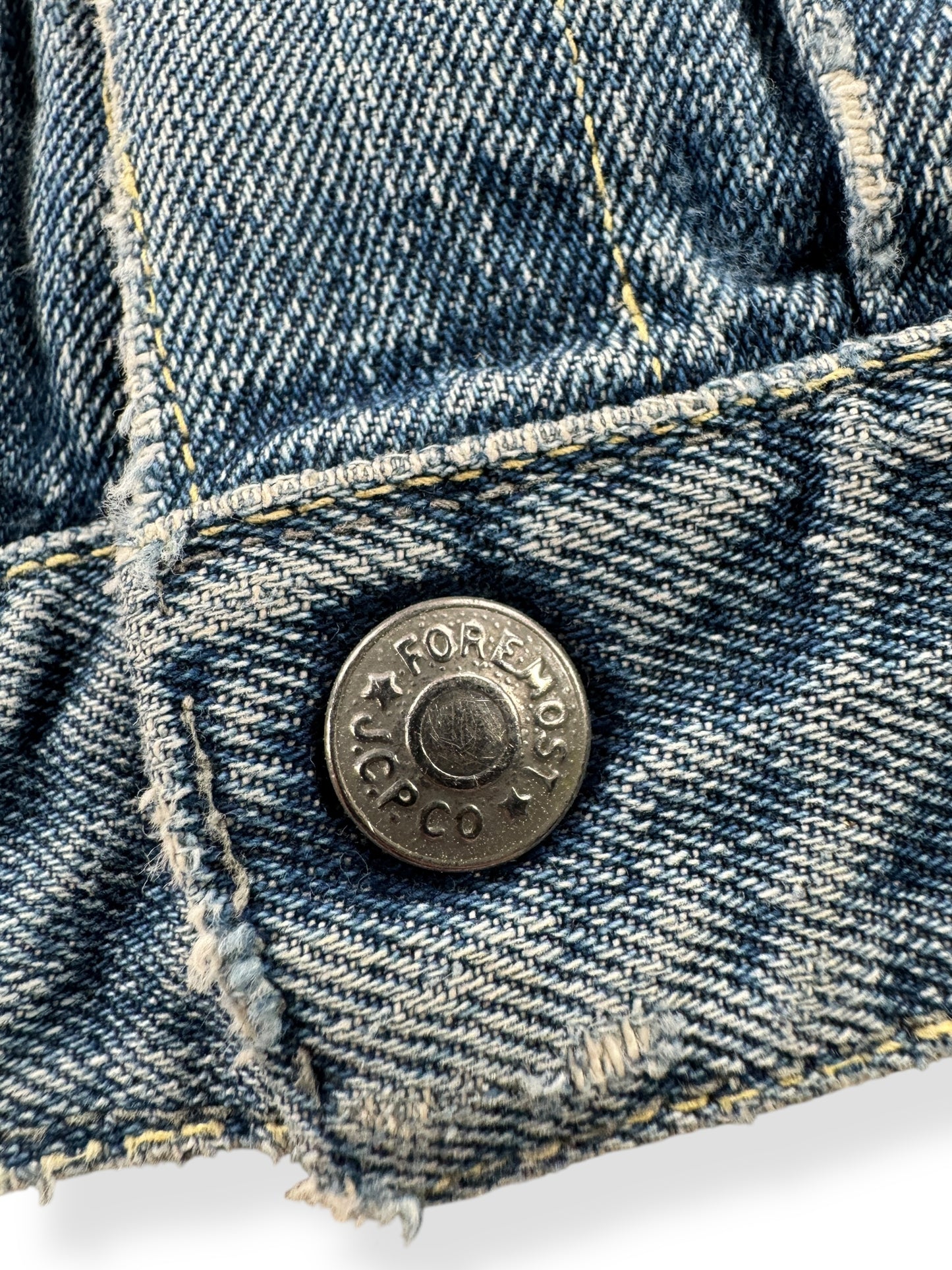 Button on Vintage Selvedge Penney's Foremost Jacket SZ S AS IS