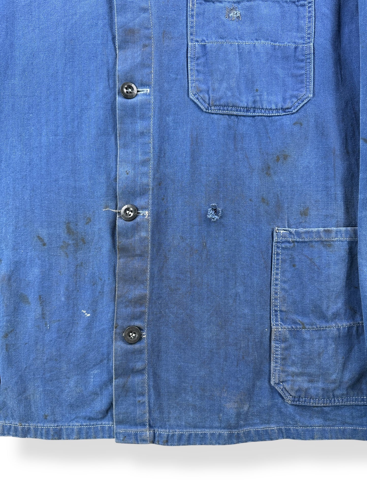 Stains on Vintage Well Loved HBT French Chore Coat SZ L