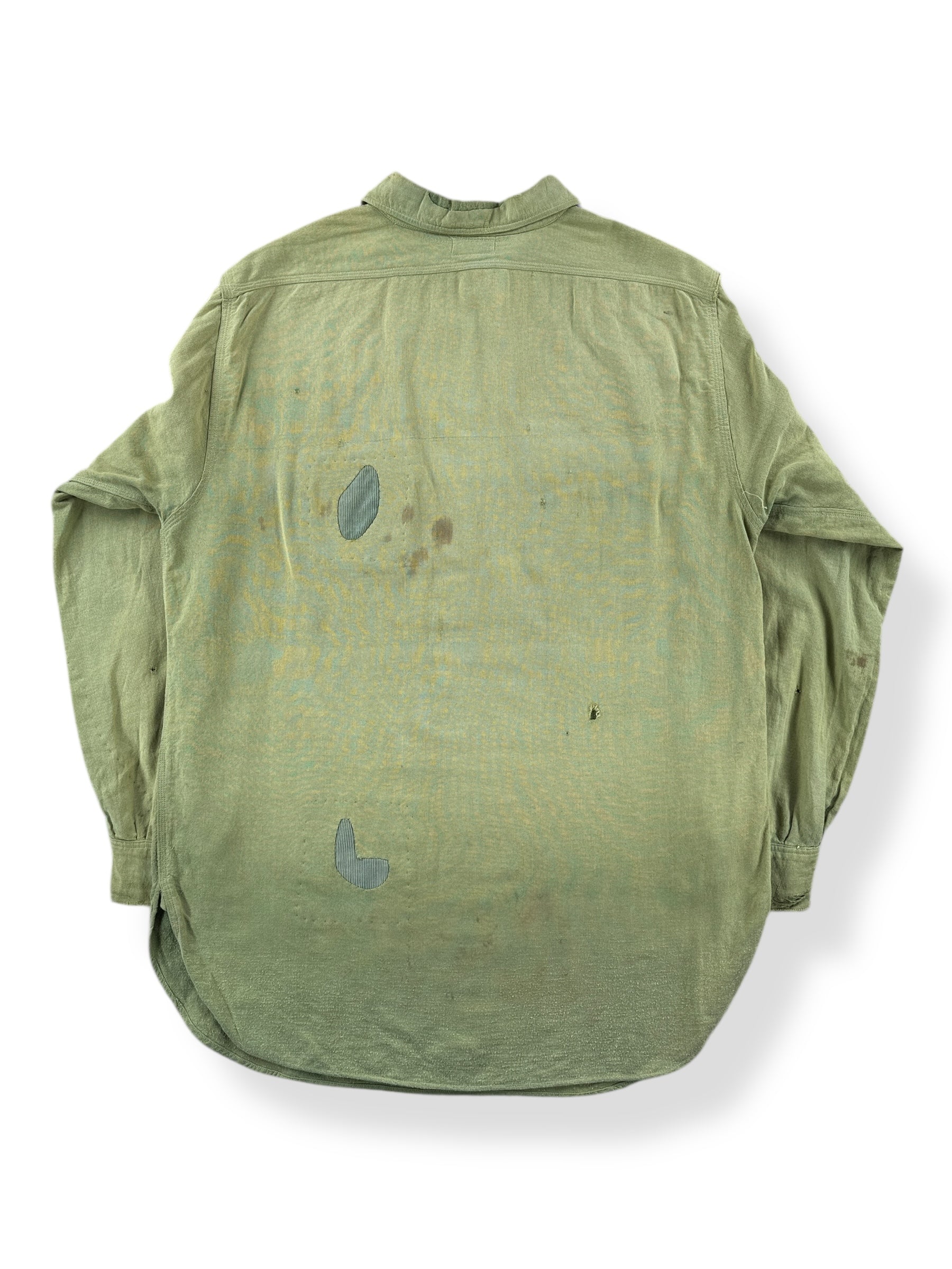 Back of Vintage 5 Brothers Hand Repaired Chartreuse Chinstrap Shirt SZ M