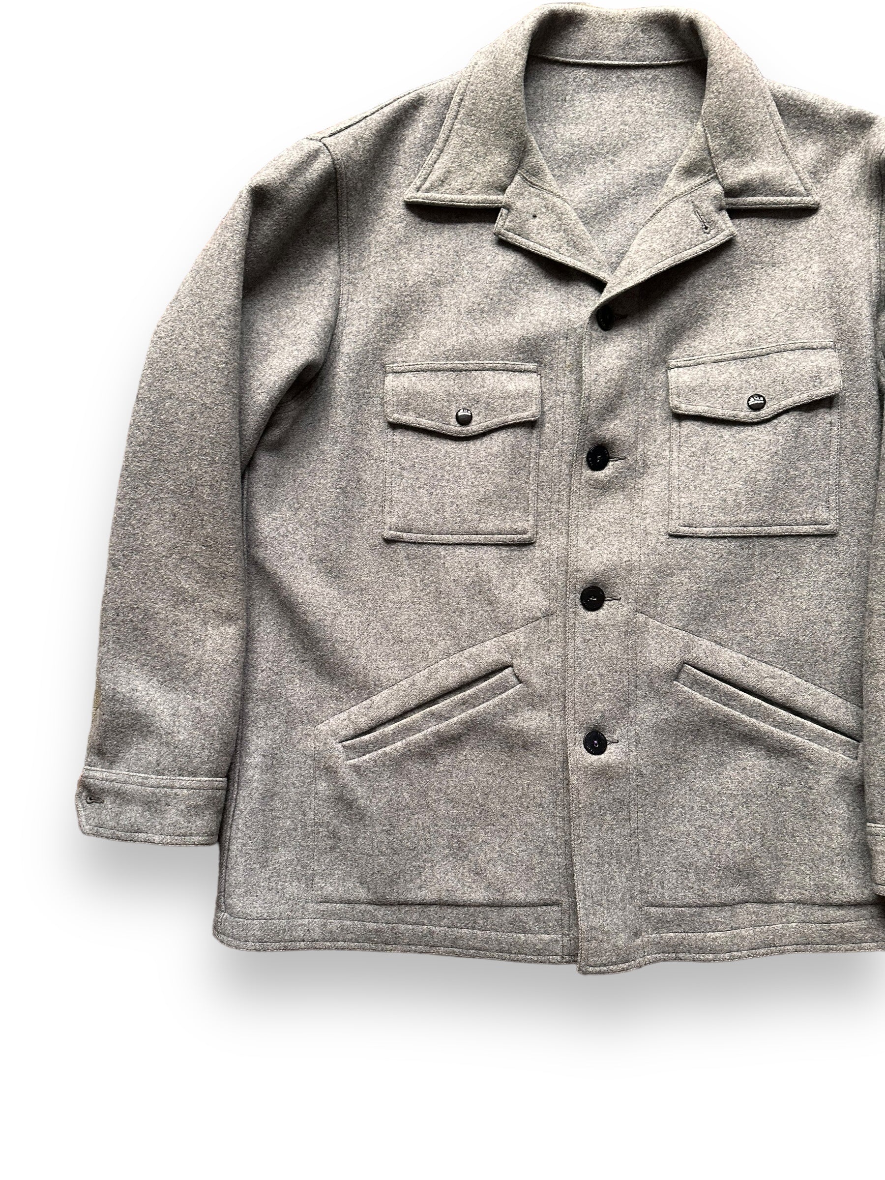 Front Right View of Vintage Grey Pendleton Wool Jacket SZ XXL | Vintage Clothing Seattle | Barn Owl Vintage