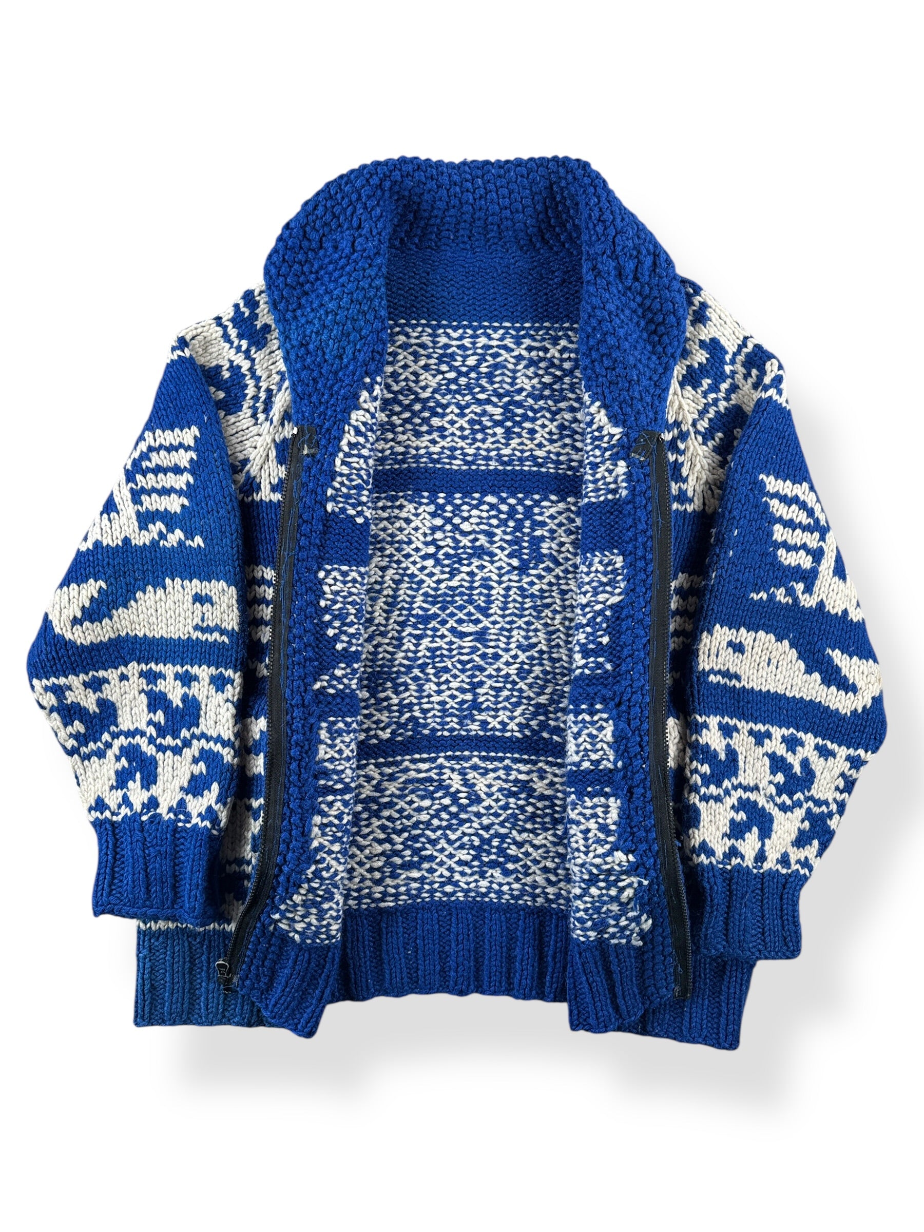 Inside of Vintage Thunderbird Cowichan Style Sweater SZ L