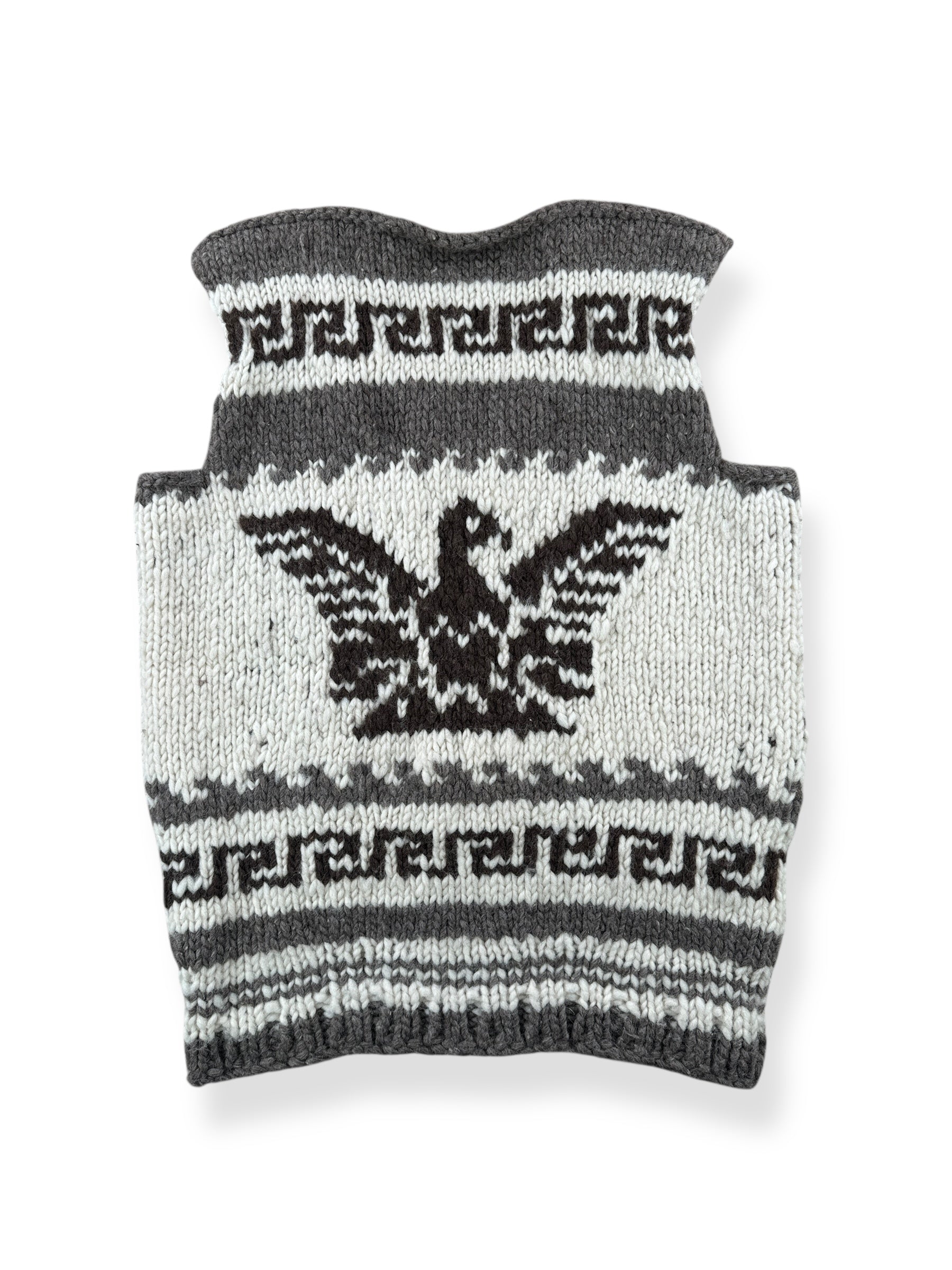 Back of Vintage Orca & Eagle Cowichan Style Vest SZ M