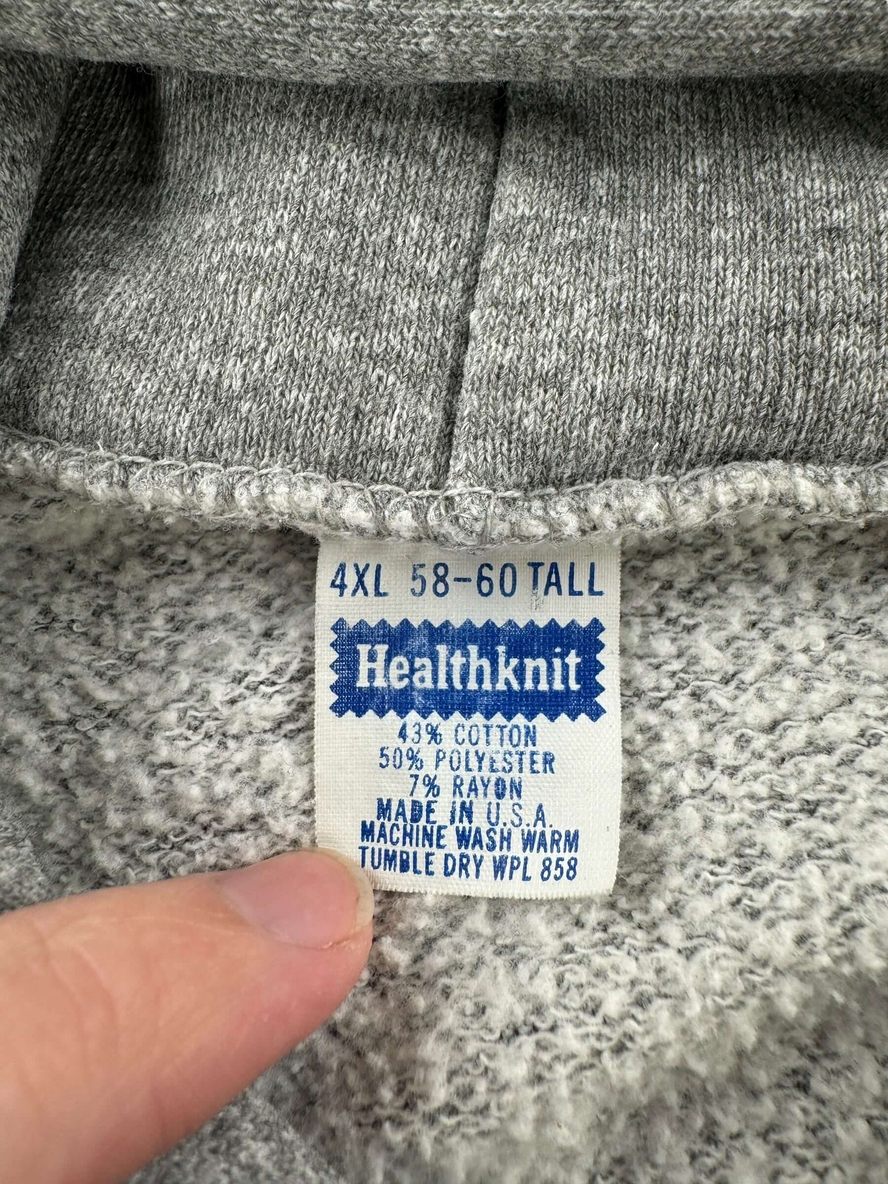 Tag on Vintage Boxy Oversized Healthknit Zip Up Hoodie SZ 3XL
