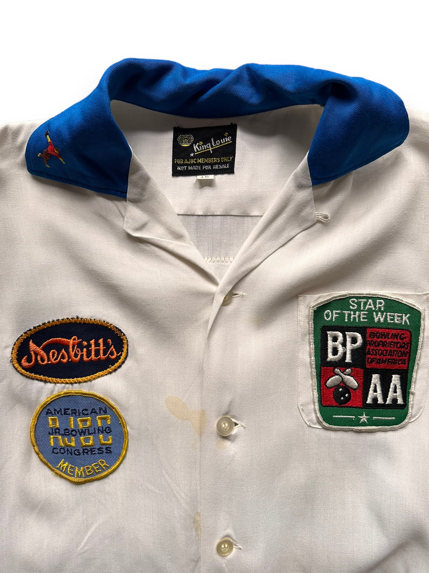 collar of Vintage Nesbitt's Bowling Shirt SZ L | Vintage Bowling Shirt Seattle | Barn Owl Vintage Seattle