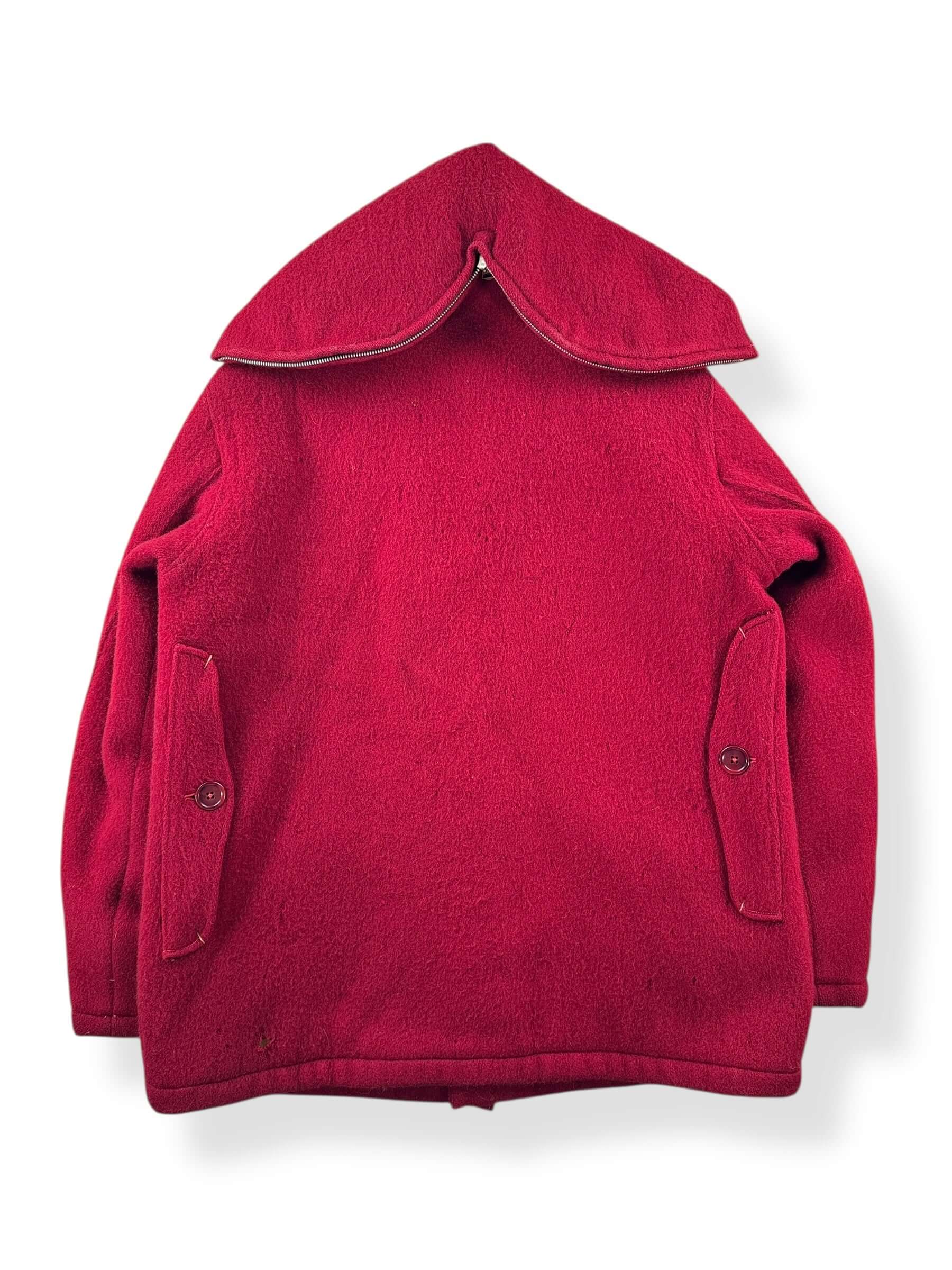 Back of Vintage Woolrich Burgundy Hooded Wool Jacket SZ 44