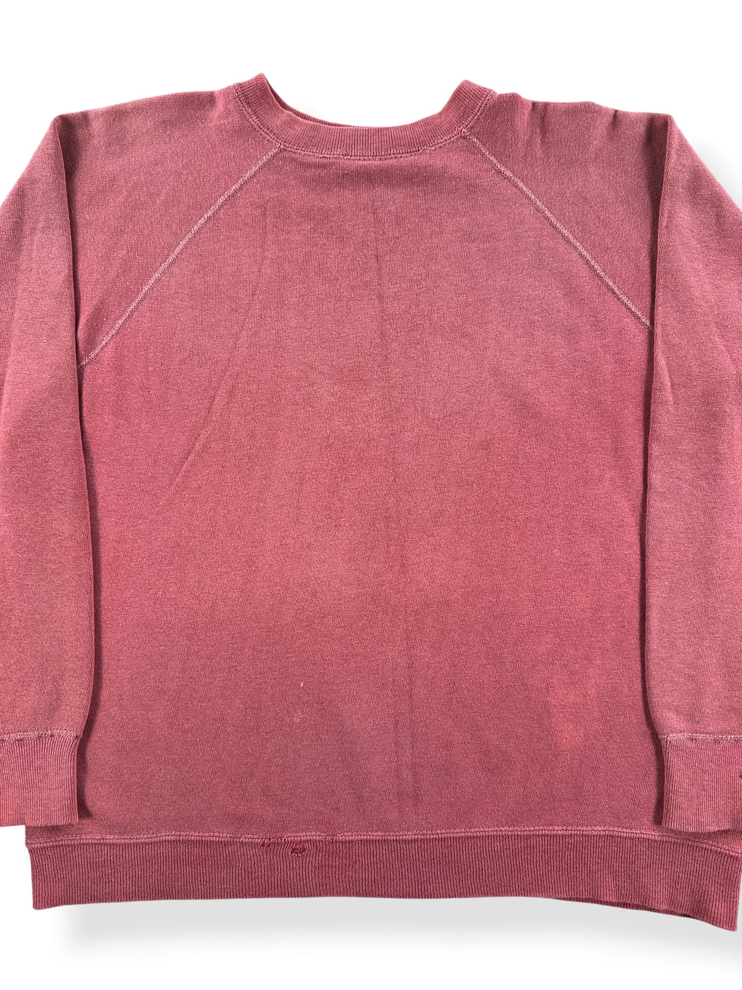 Front Close Up of Vintage Gusseted Blank Pink Crewneck SZ M
