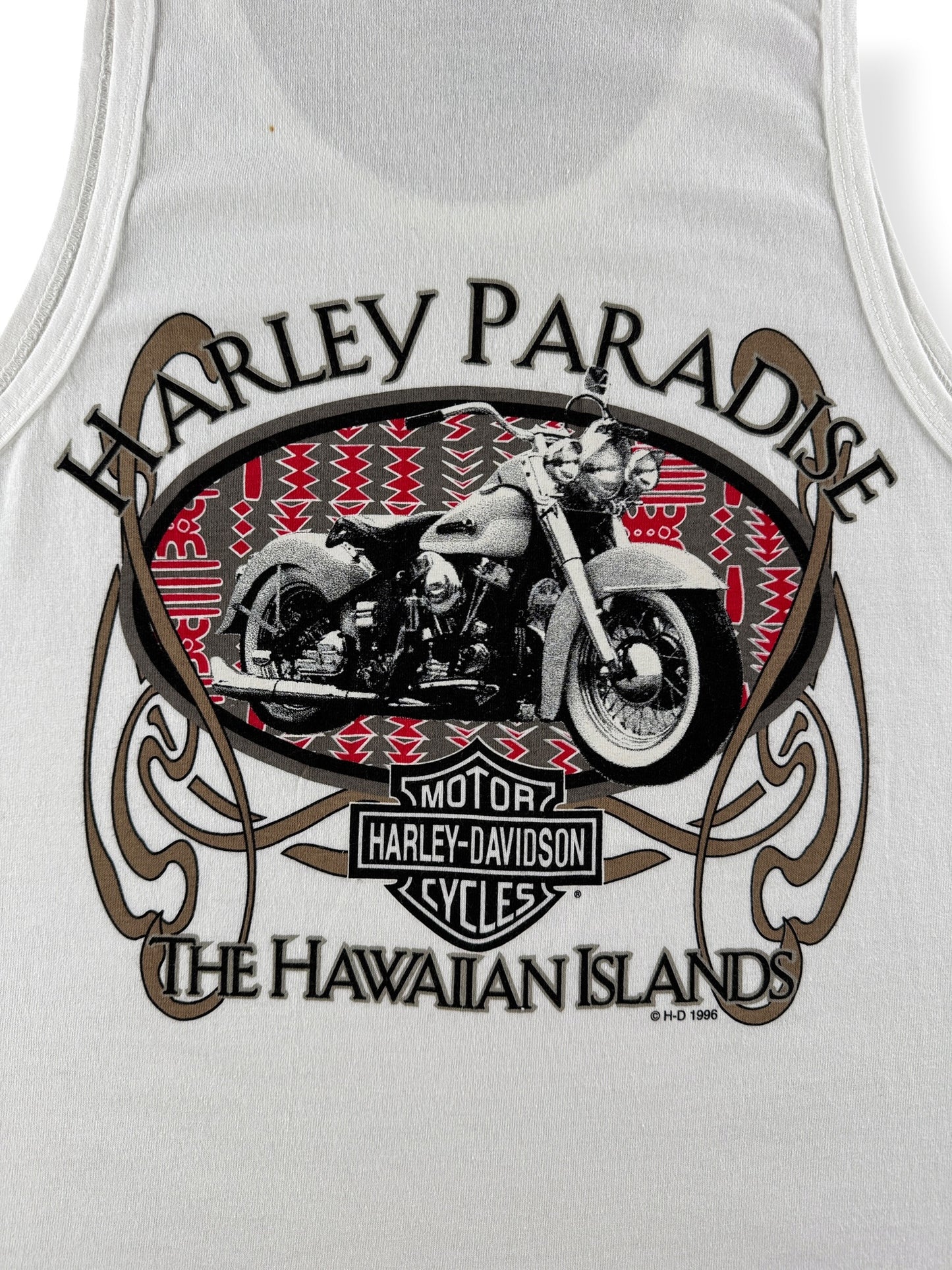 Back Graphic of Vintage Harley Davidson Hawaii Tank Top SZ M (Fits S)