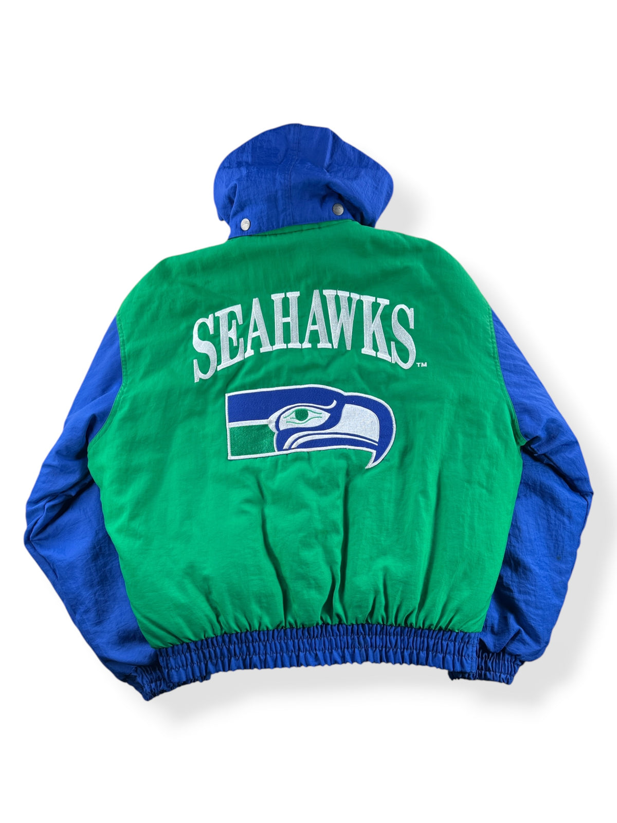Back of Vintage Seattle Seahawks Pullover Jacket SZ L