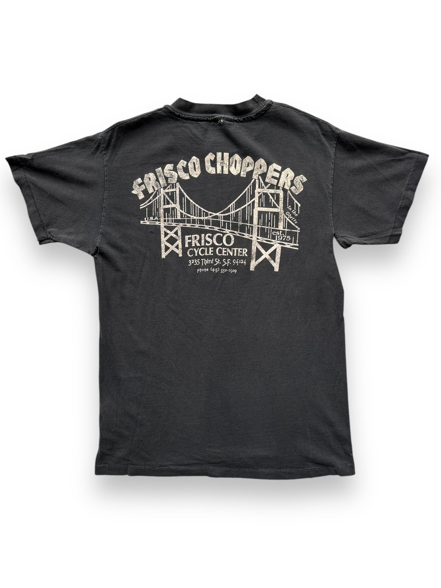 back of Vintage Frisco Choppers SF F*ck Helmets Tee SZ M