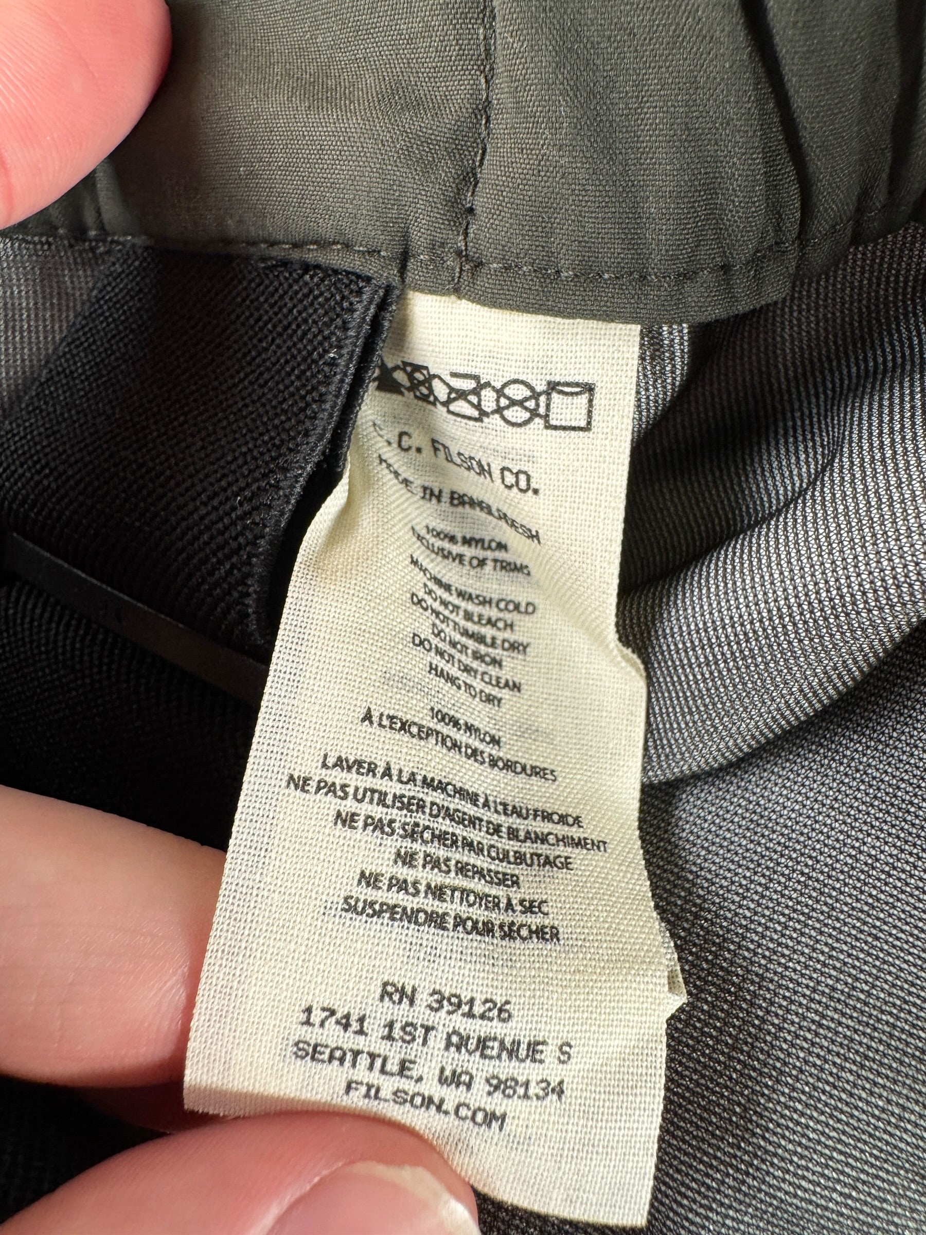 Tag on Filson Skagit Rain Pants SZ L