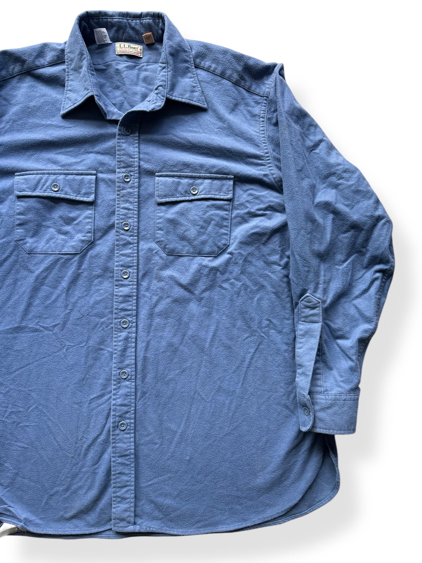 Front Left of Vintage Blue LL Bean Chamois Cloth Shirt SZ XXL Tall