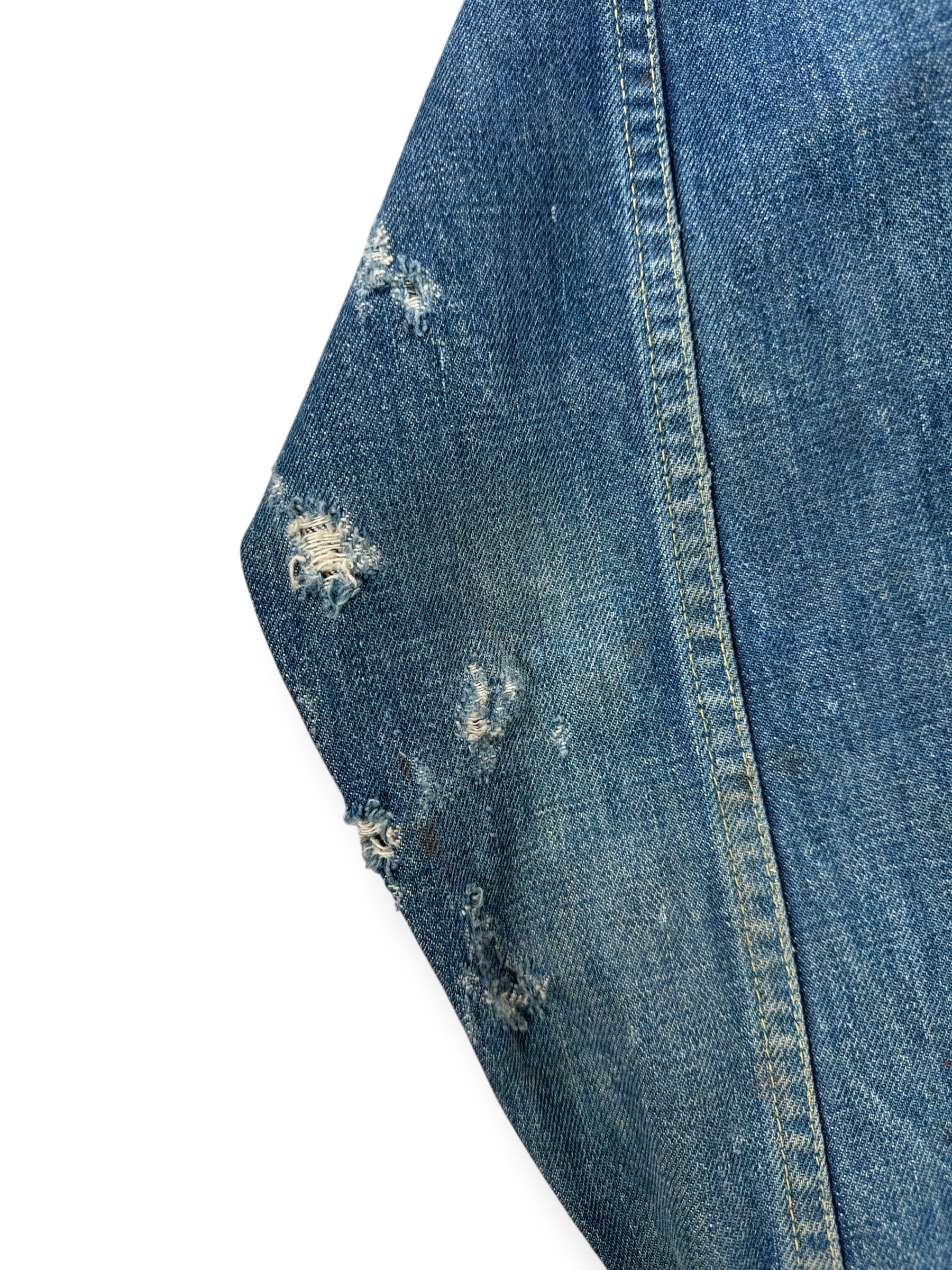 Damage on Right Sleeve of Vintage Foremost Selvedge Denim Jacket SZ M