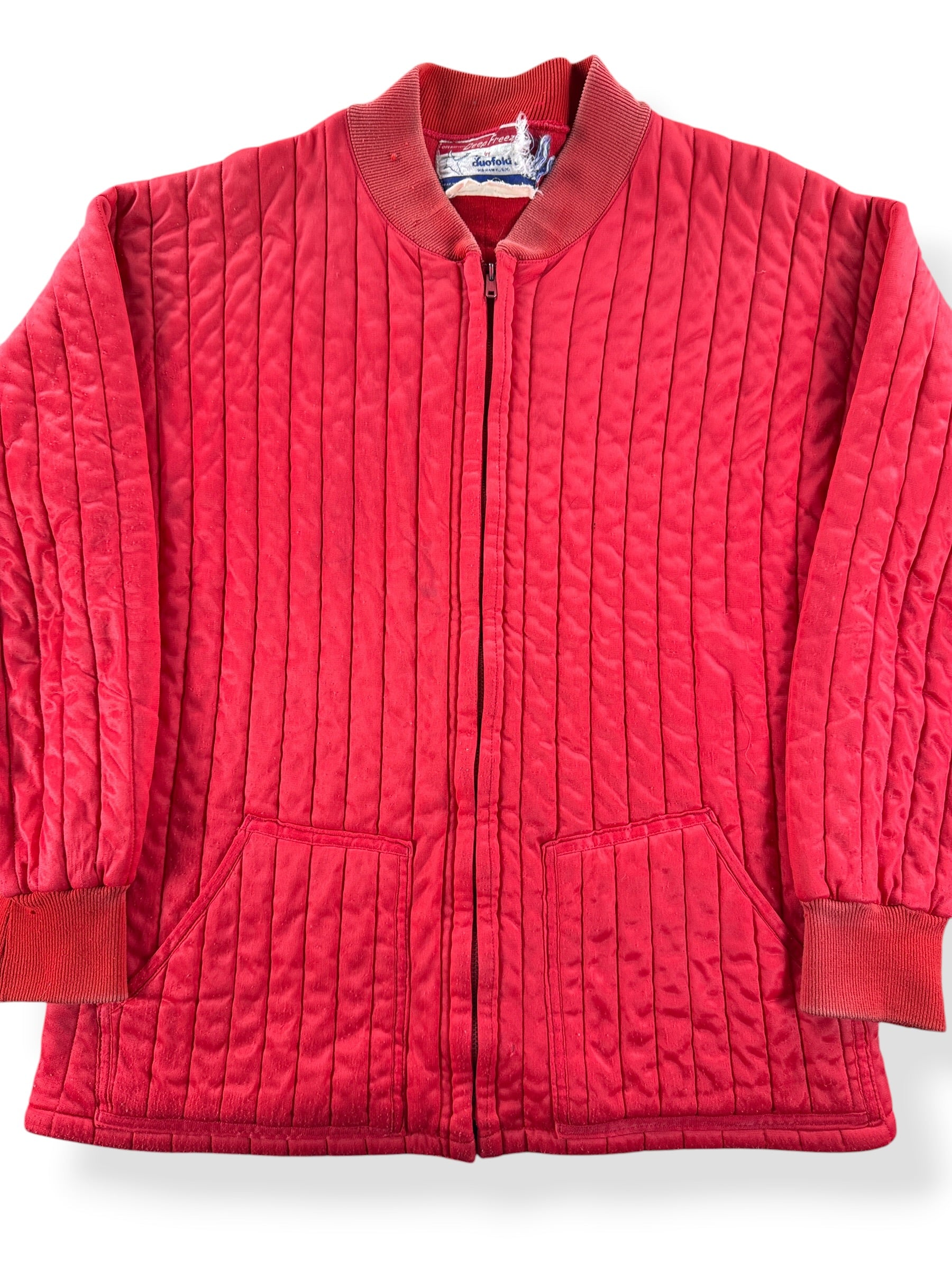 Front Close Up of Vintage Red Duofold Liner Jacket SZ L