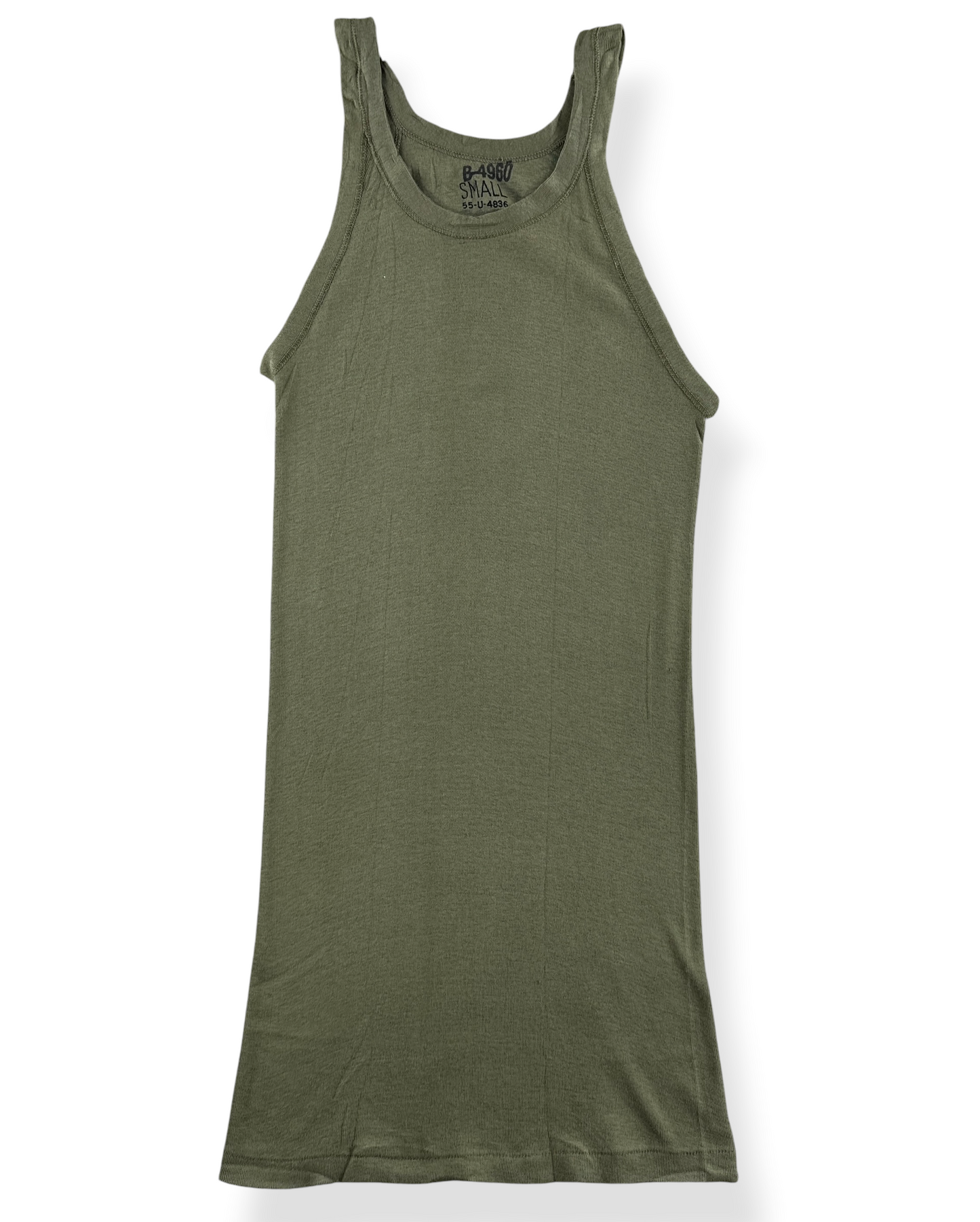 Front Close Up of Vintage 40s Deadstock Military Undershirt Tank Top SZ S