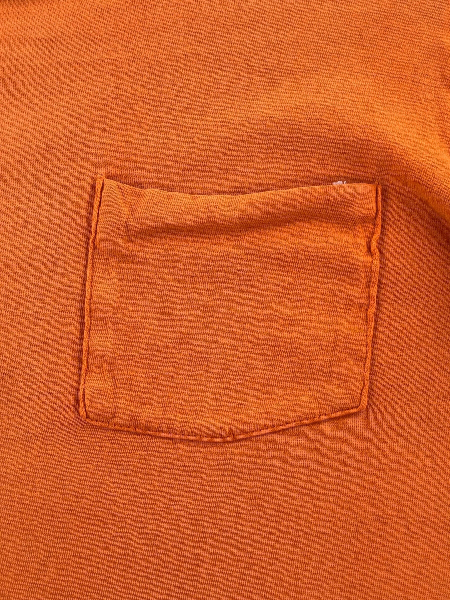 Pocket on Vintage 1960s Orange Cotton Pocket Tee SZ M
