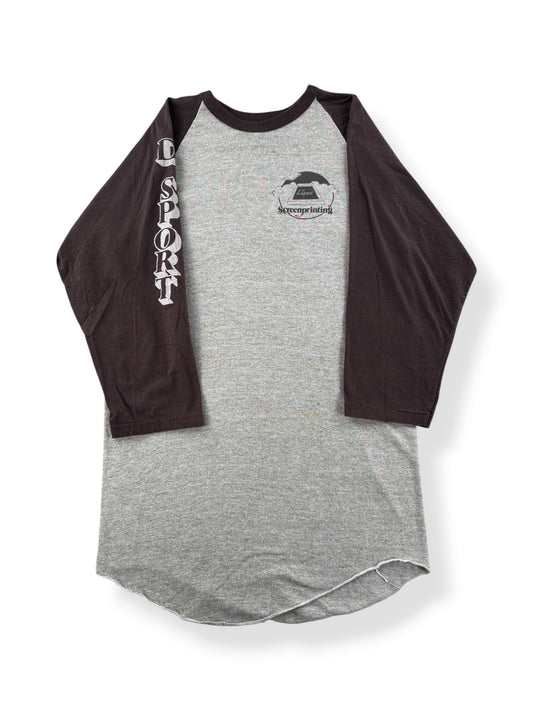 Front of Vintage 70s Screenprinting Raglan Tee SZ L (Fits S)