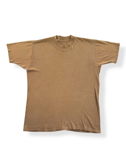 Front of Vintage 60s/70s Brown Blank Tee SZ M