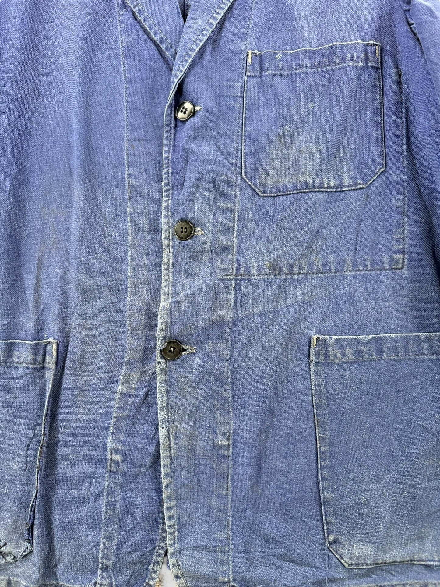 Fading on Vintage Faded and Loved French Chore Coat SZ L