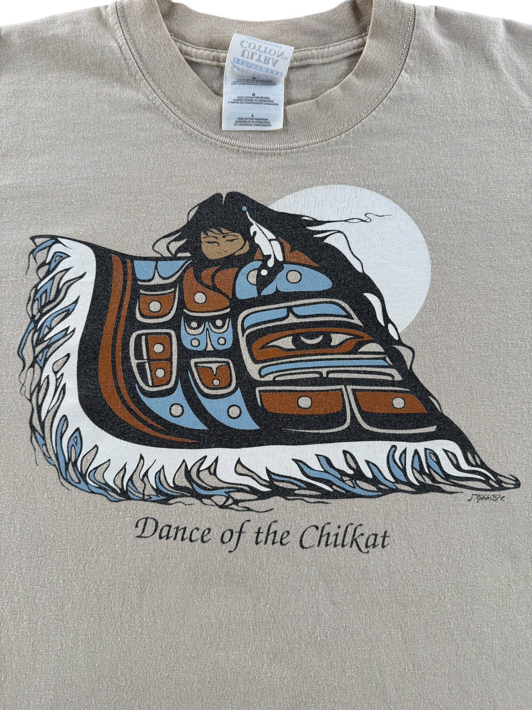 Graphic of Vintage Dance of the Chilkat Native Art Tee SZ L