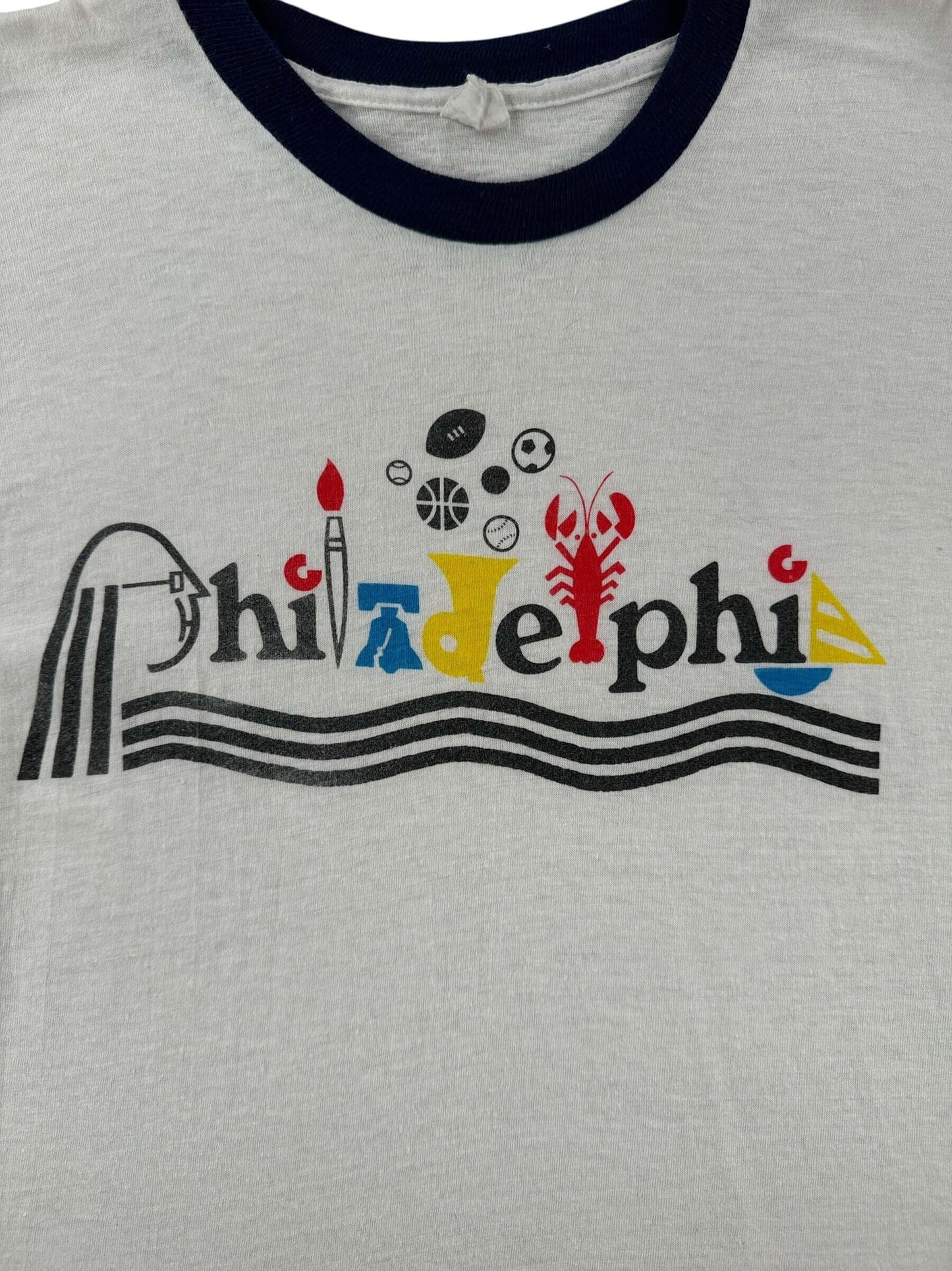 Graphic of Vintage Philly Ringer Tee SZ M (Fits XS)