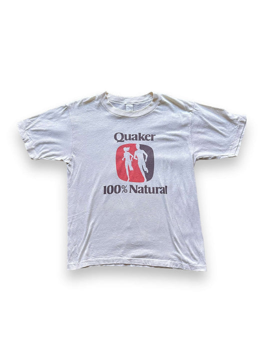 front of Vintage Quaker 100% Natural Running Tee SZ S