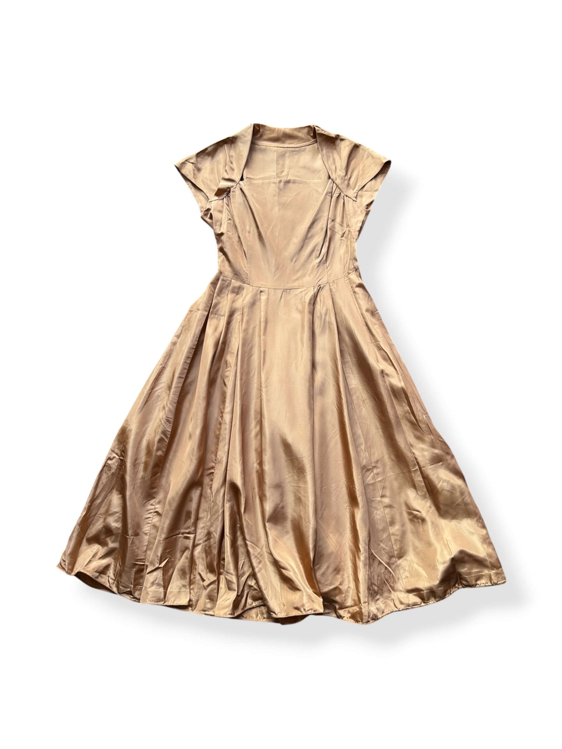 Front of Vintage Mid Century Golden Fit and Flare Dress 