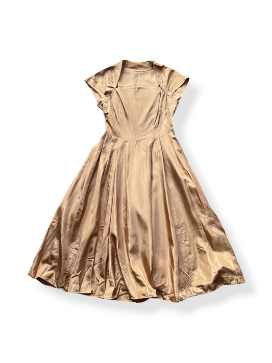 Front of Vintage Mid Century Golden Fit and Flare Dress 