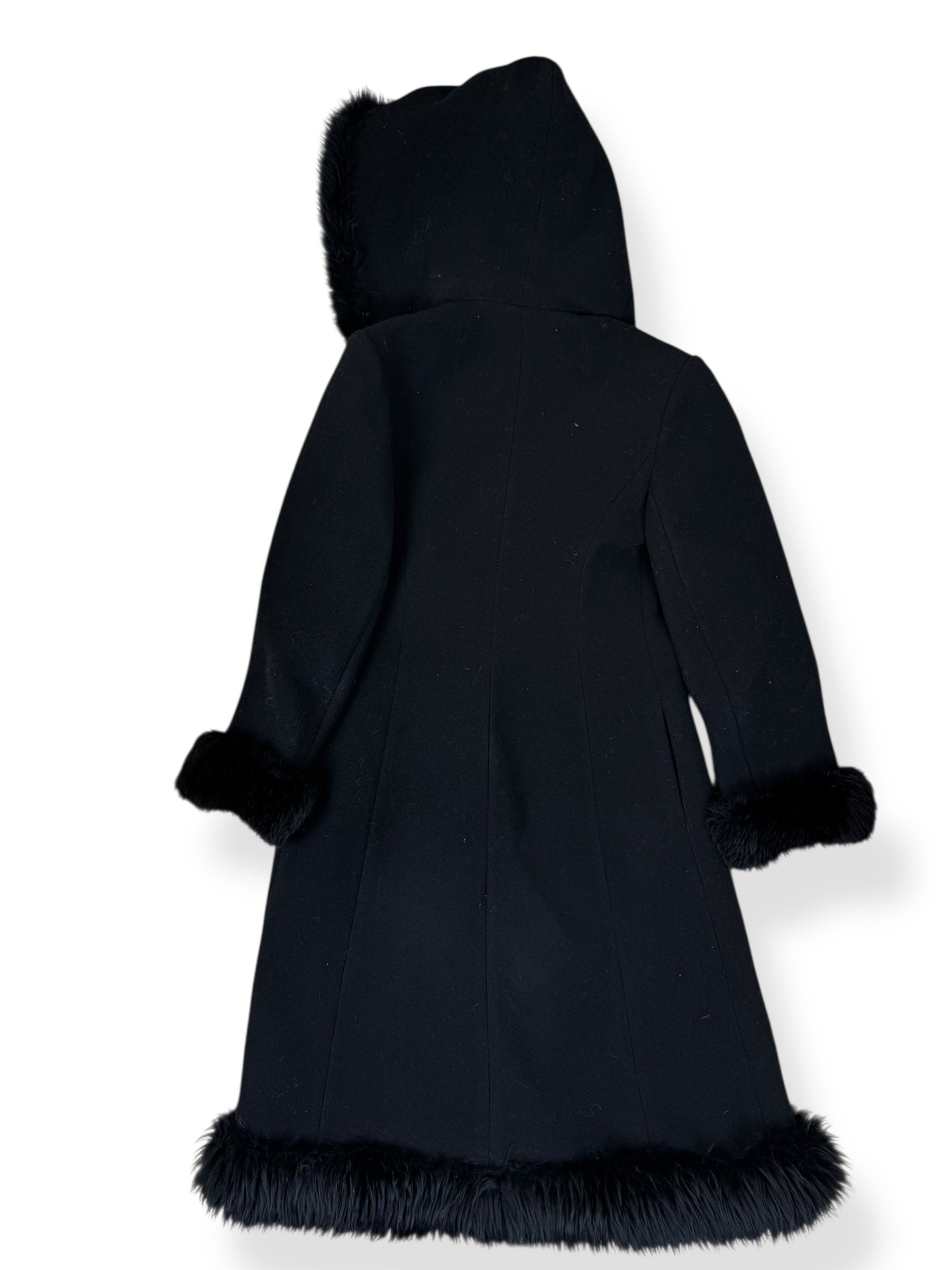 Back of 1970s Simon Howard Wool Fur Trimmed Coat S