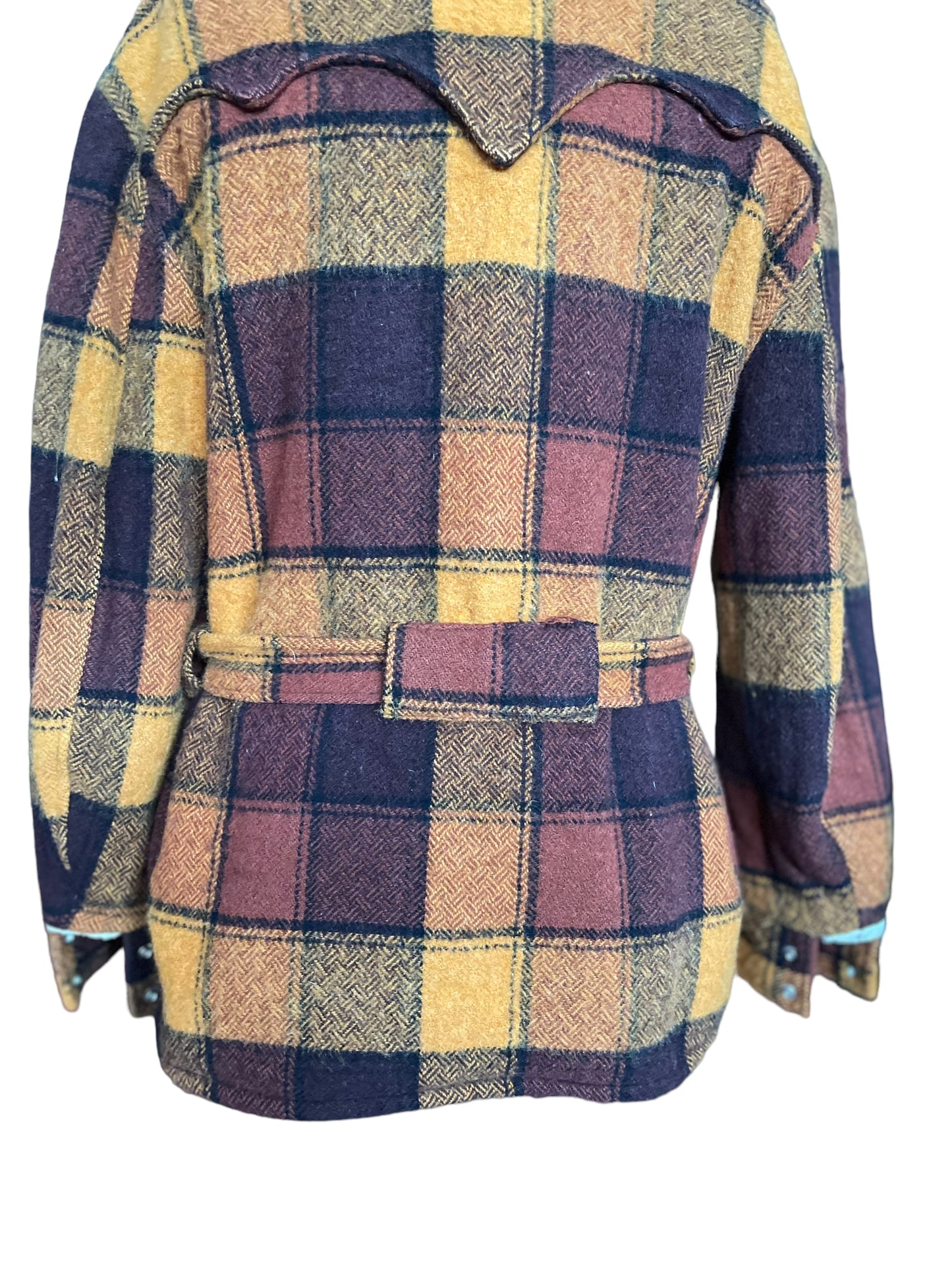 Back view of Vintage H Bar C Western Wear Plaid Belted Coat | Seattle True Vintage | Barn Owl Vintage Coats