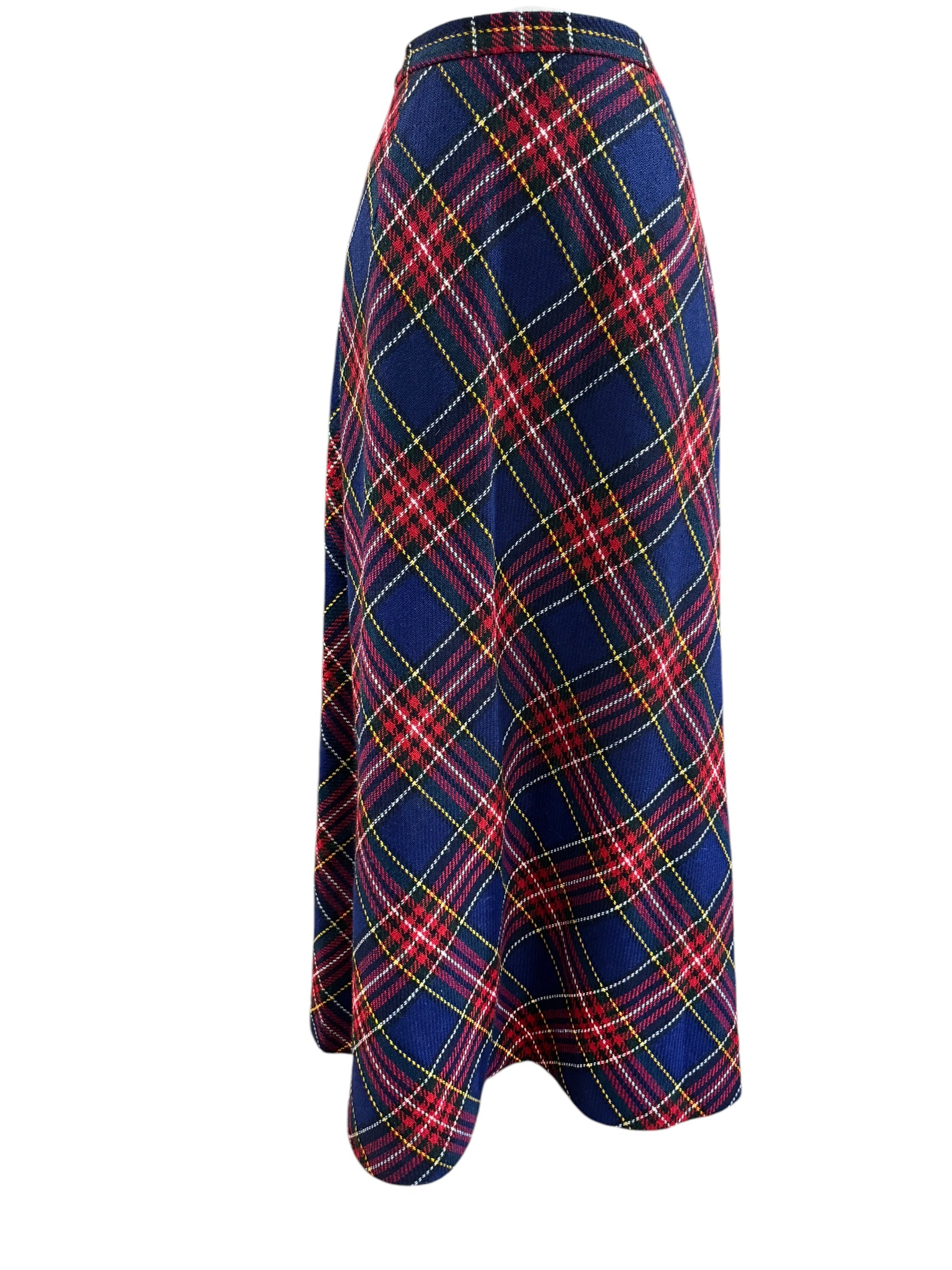 Front view of 1970s Plaid Maxi Skirt M