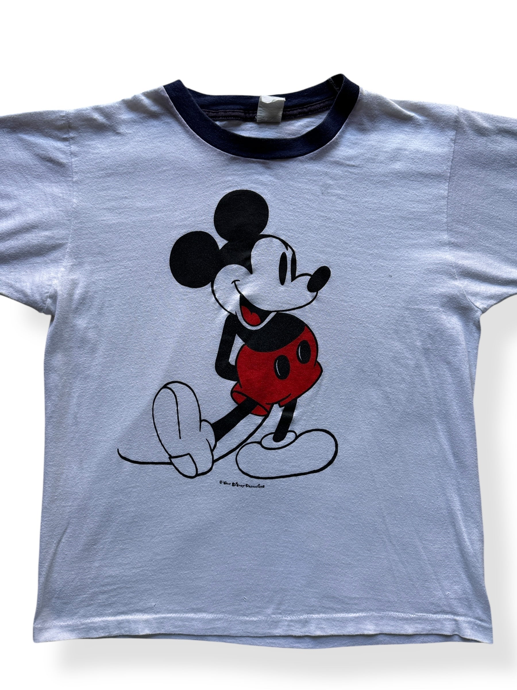 Front Close Up of Vintage Mickey Mouse Ringer Tee SZ L