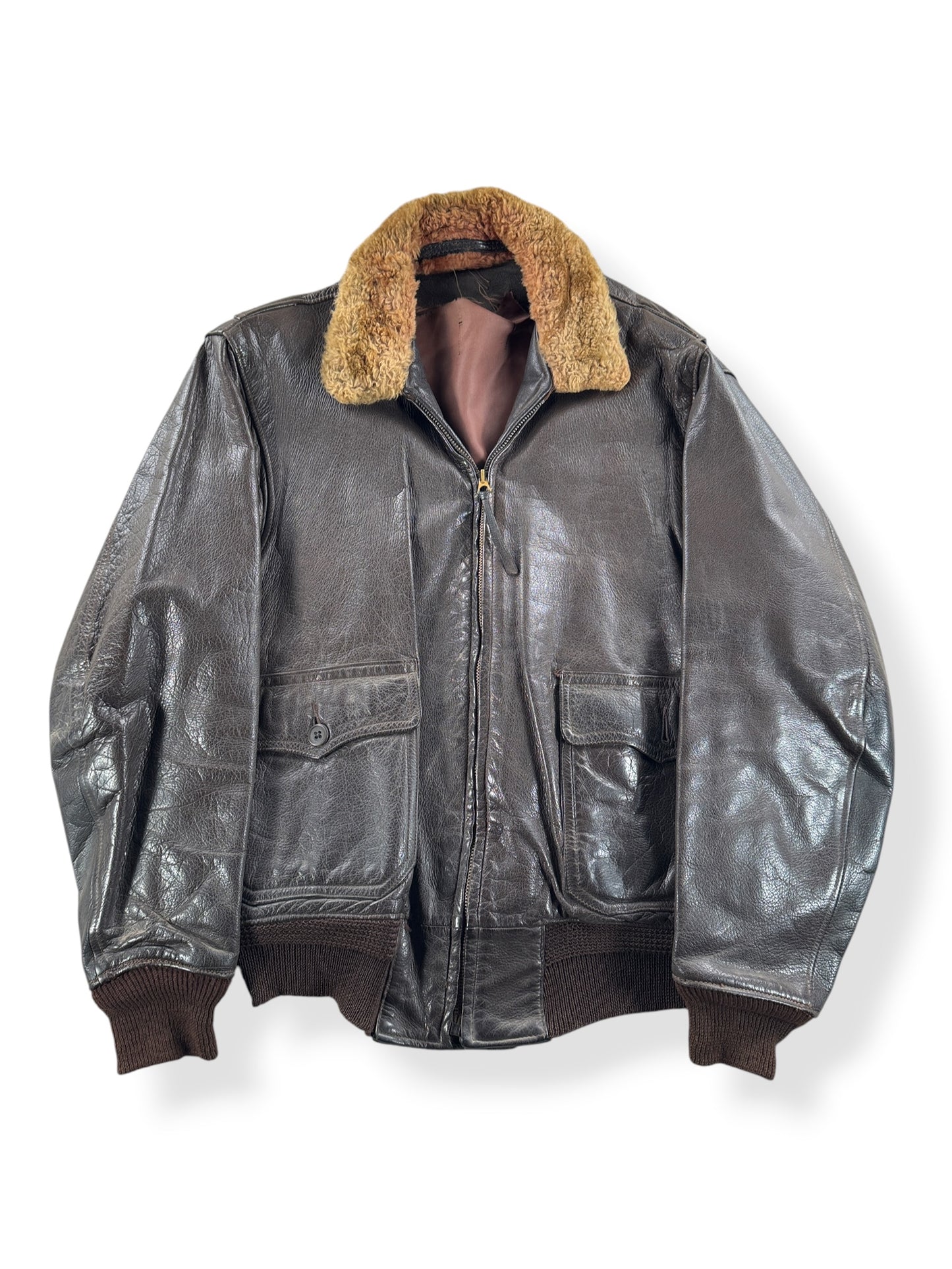 Front of Vintage Leather M422 Flight Jacket SZ M AS IS