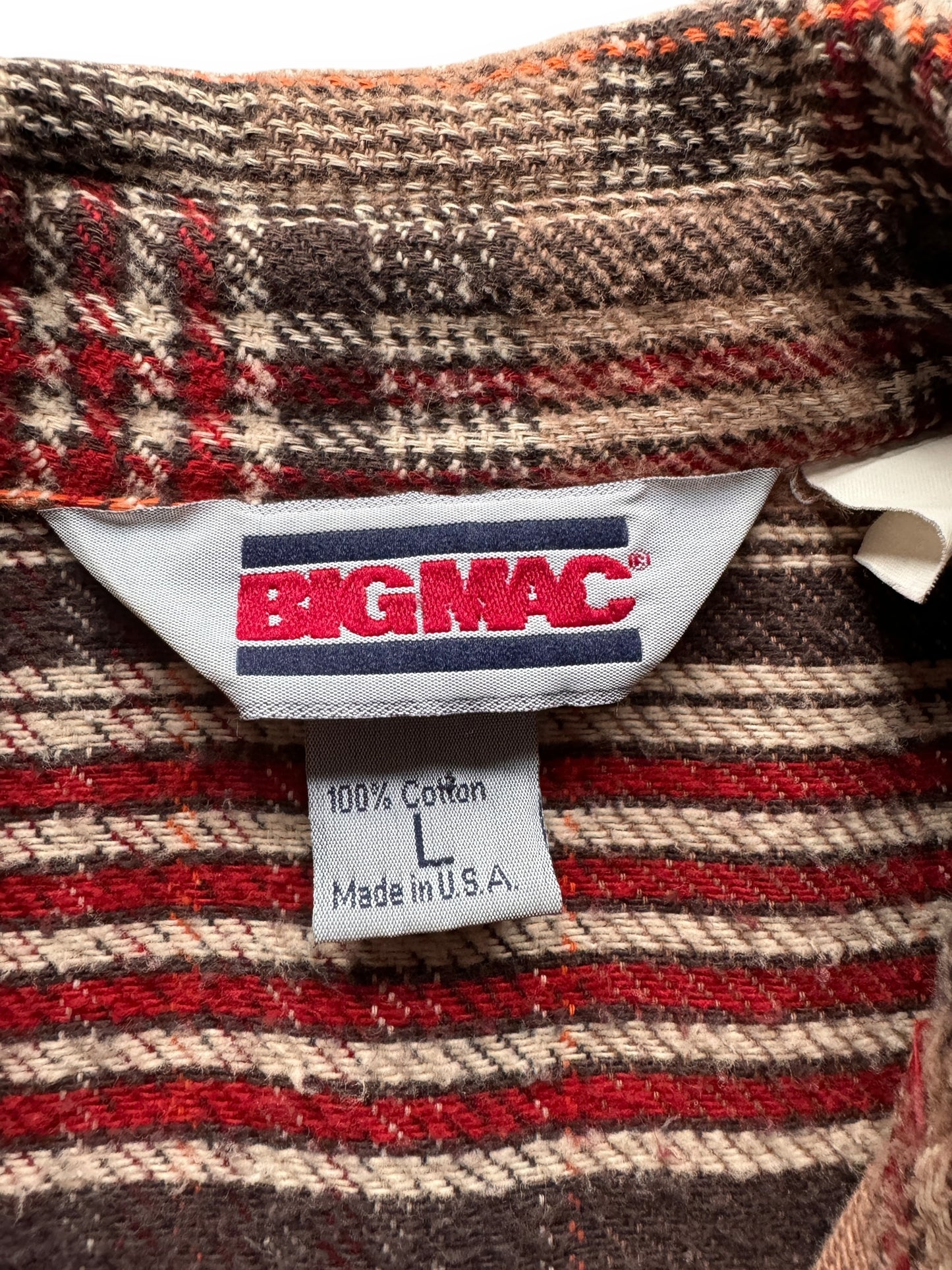 tag on Vintage 80s Era Big Mac Cotton Flannel SZ L