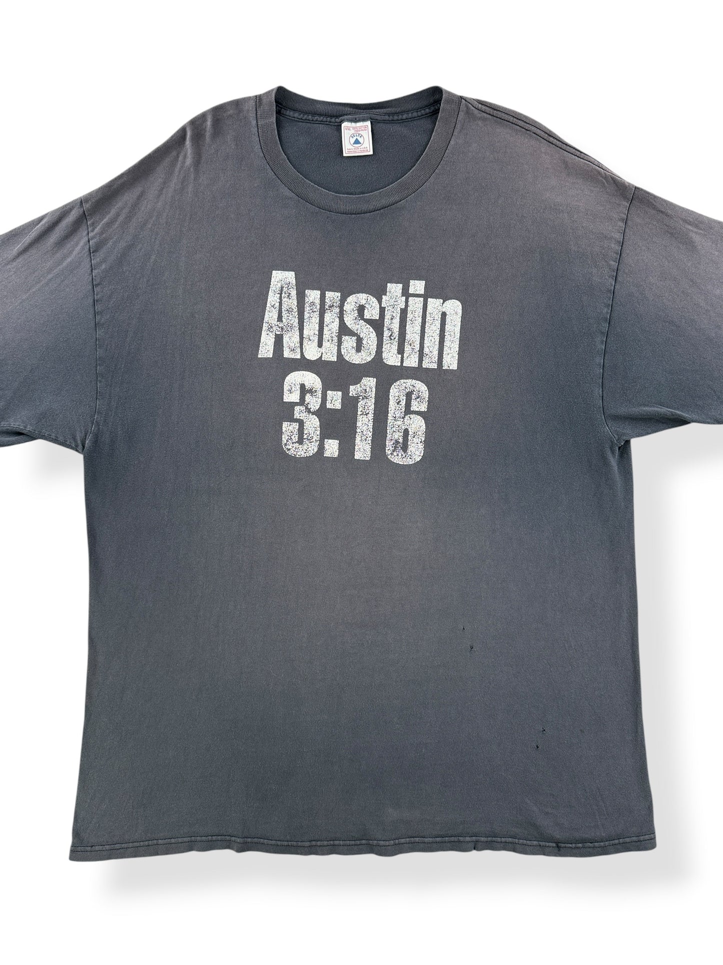 Front Close Up of Vintage Austin 3:16 WWE Tee SZ XXL